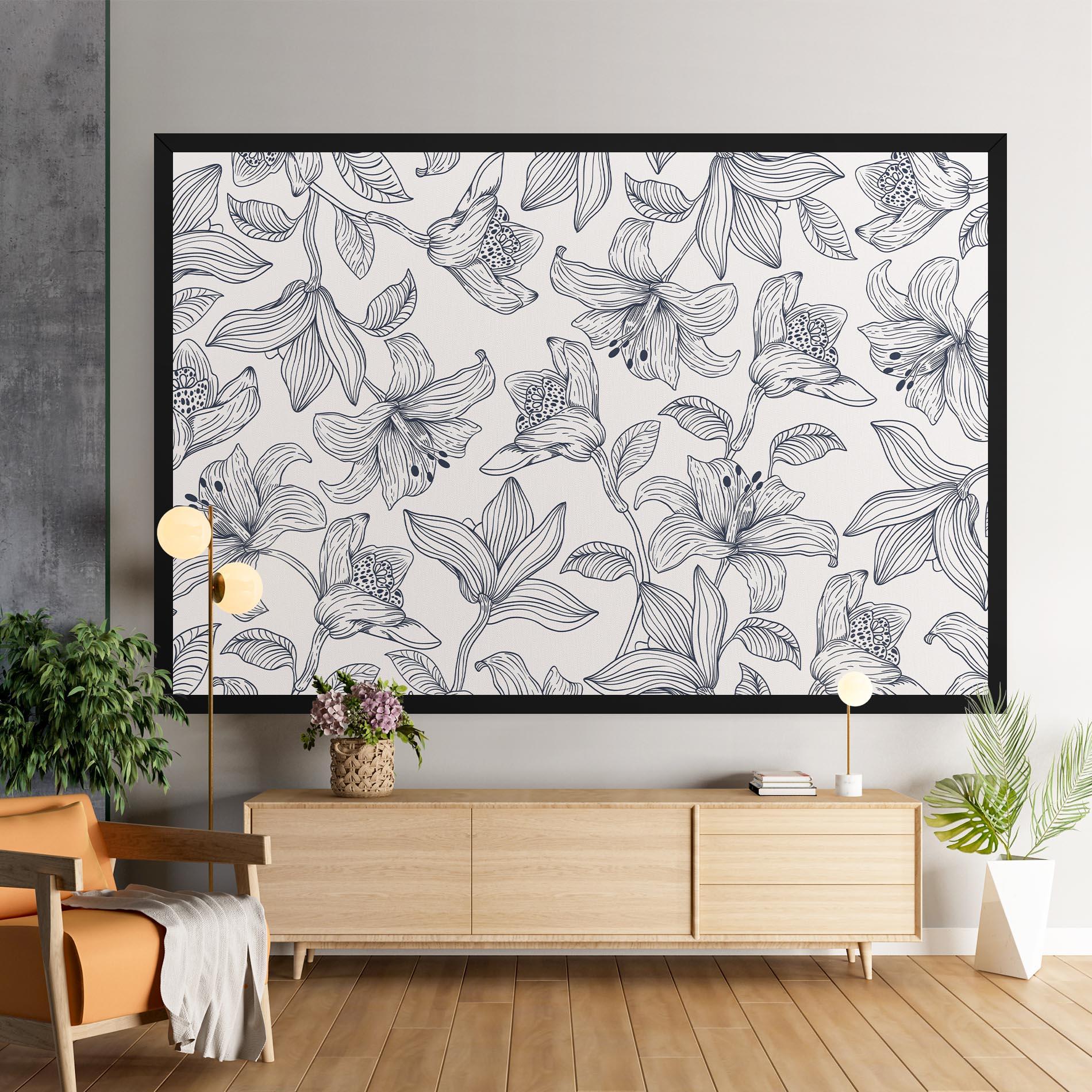 Leinwandbild Blue Patern Flower mockup 9