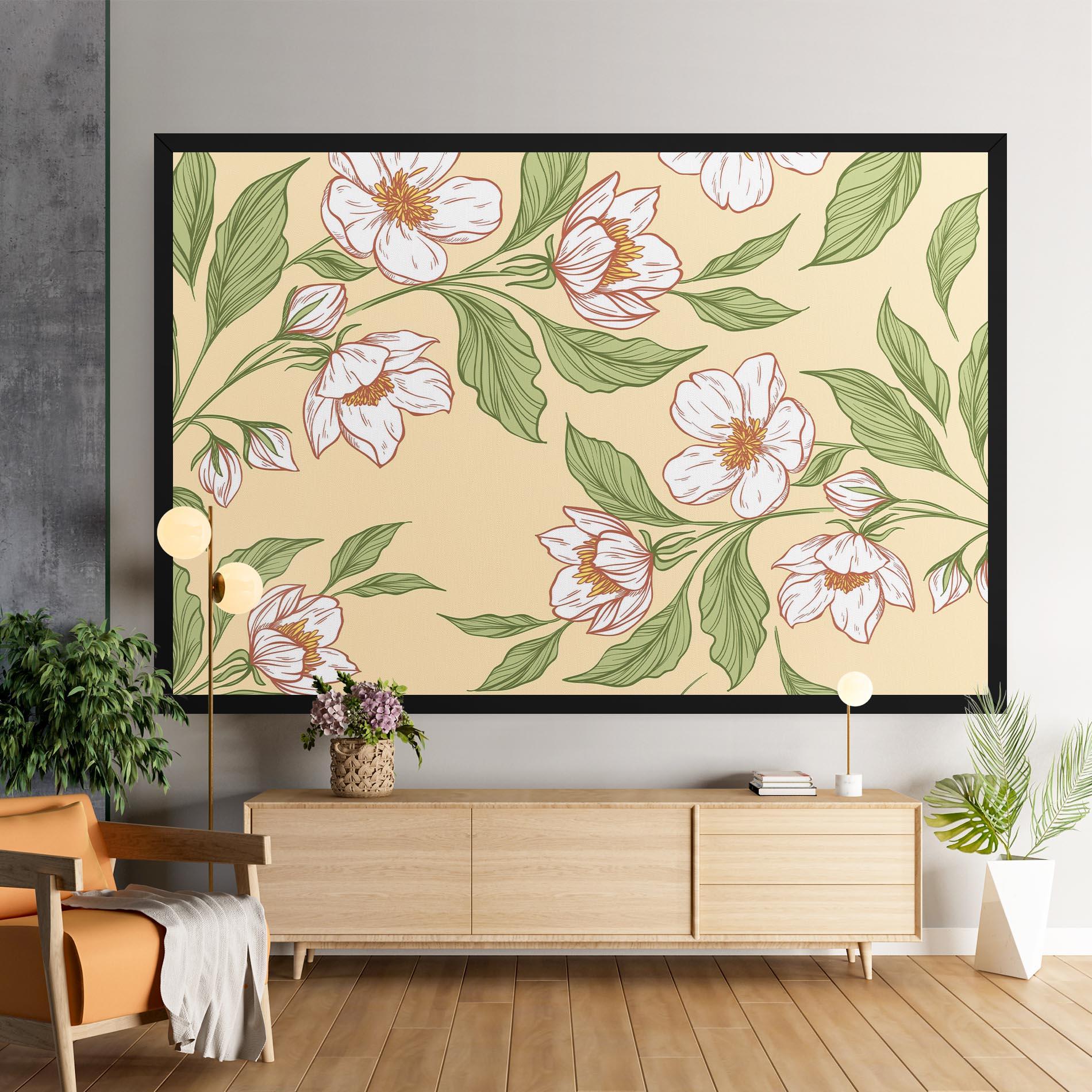 Leinwandbild Cream Flower White mockup 9
