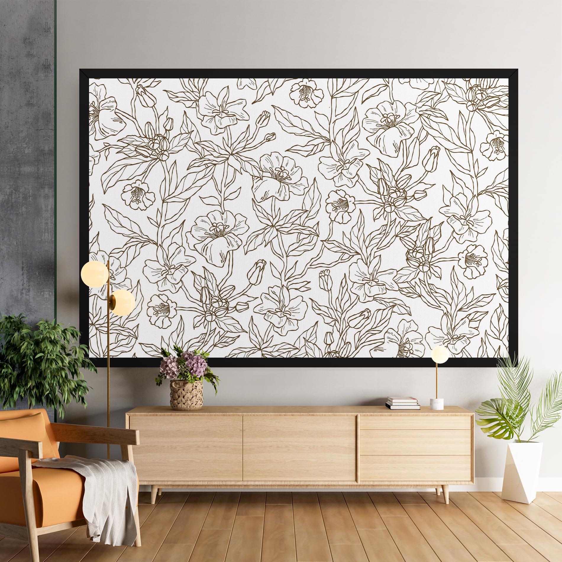 Leinwandbild Cream Line Flowers mockup 9