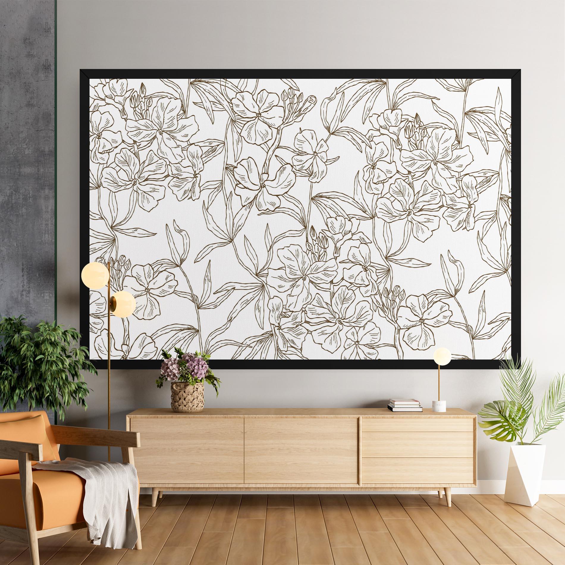 Leinwandbild Flower Brown Line mockup 9