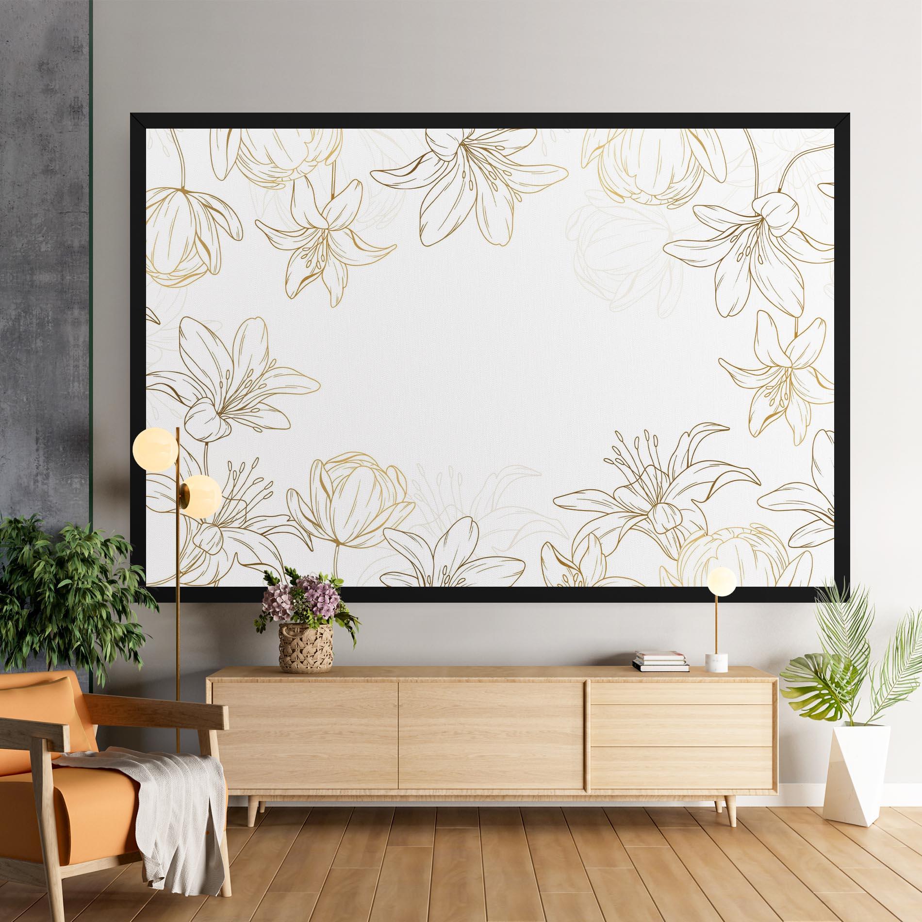Leinwandbild Gold Line Flower mockup 9