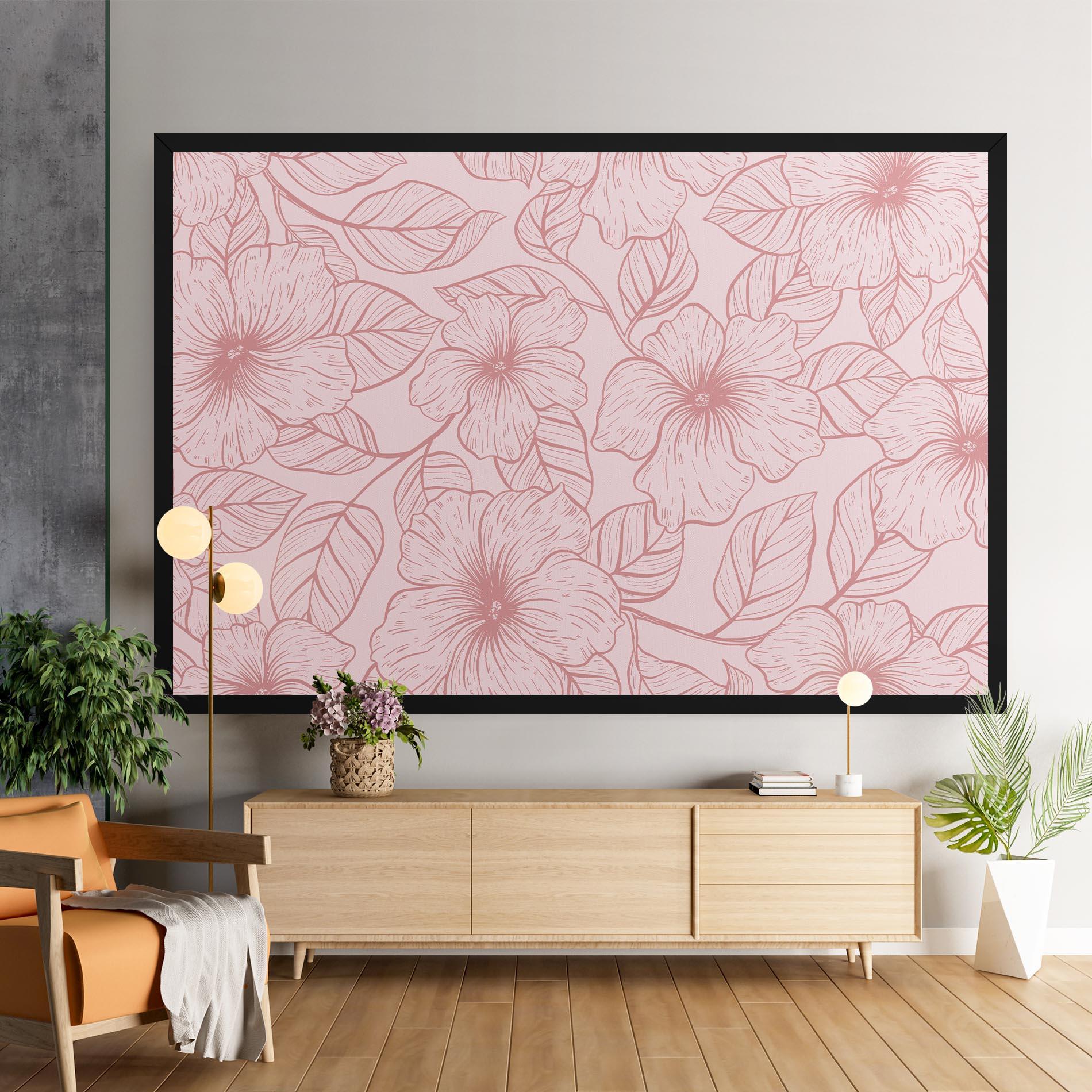 Leinwandbild Pink Line Flower mockup 9