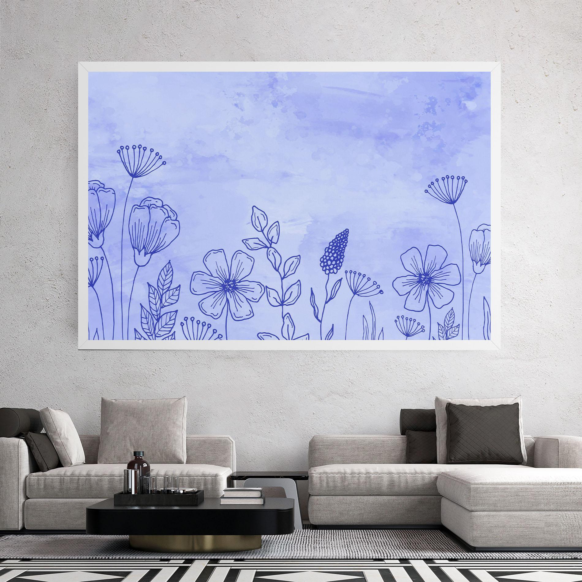 Leinwandbild Blue Line Plant mockup 2