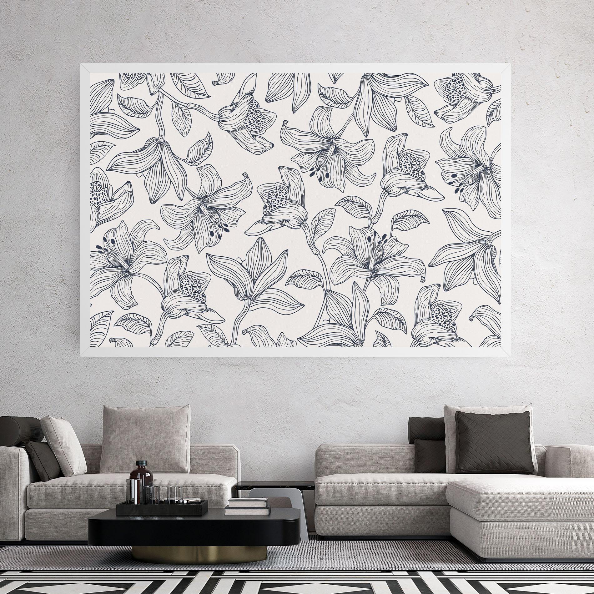 Leinwandbild Blue Patern Flower mockup 2