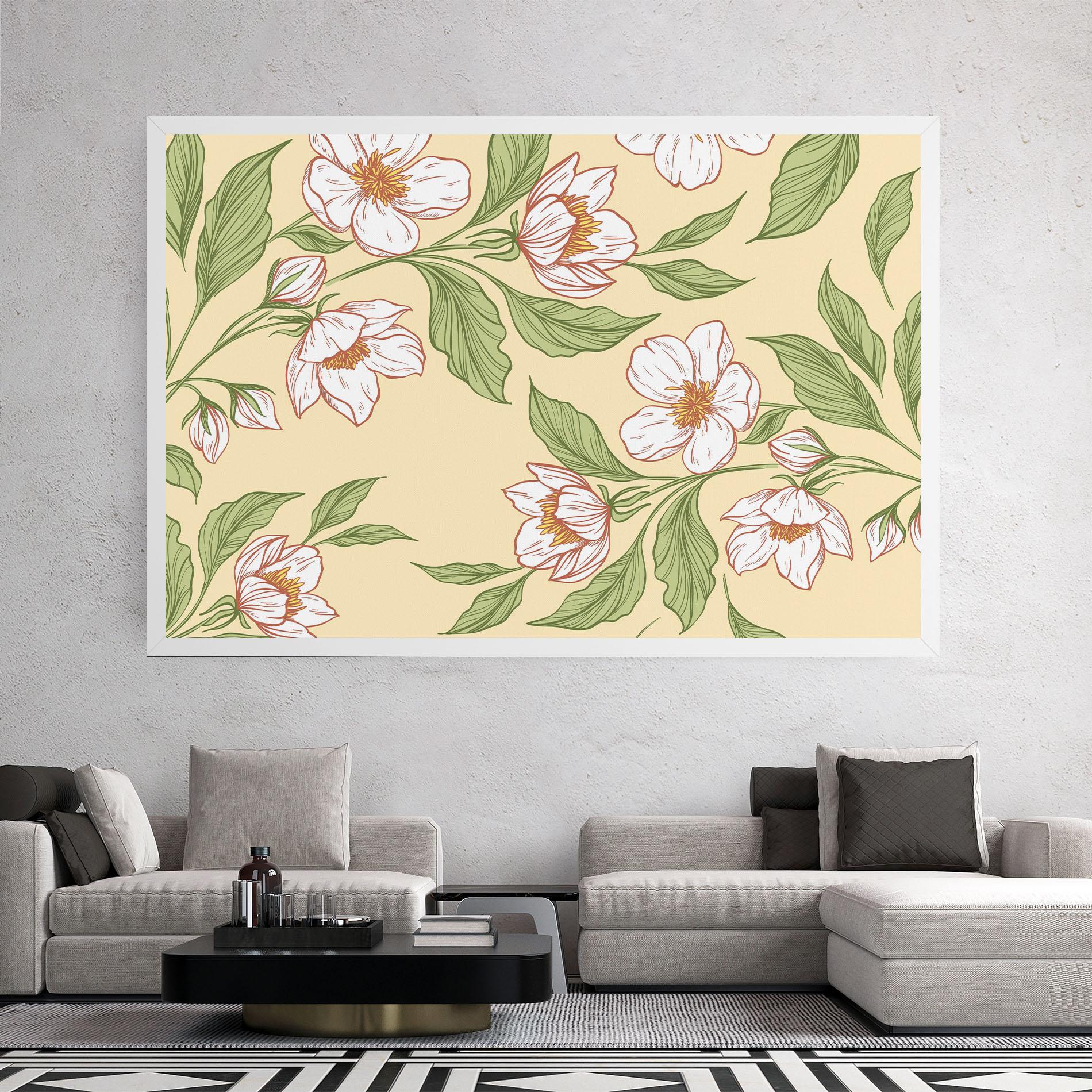 Leinwandbild Cream Flower White mockup 2