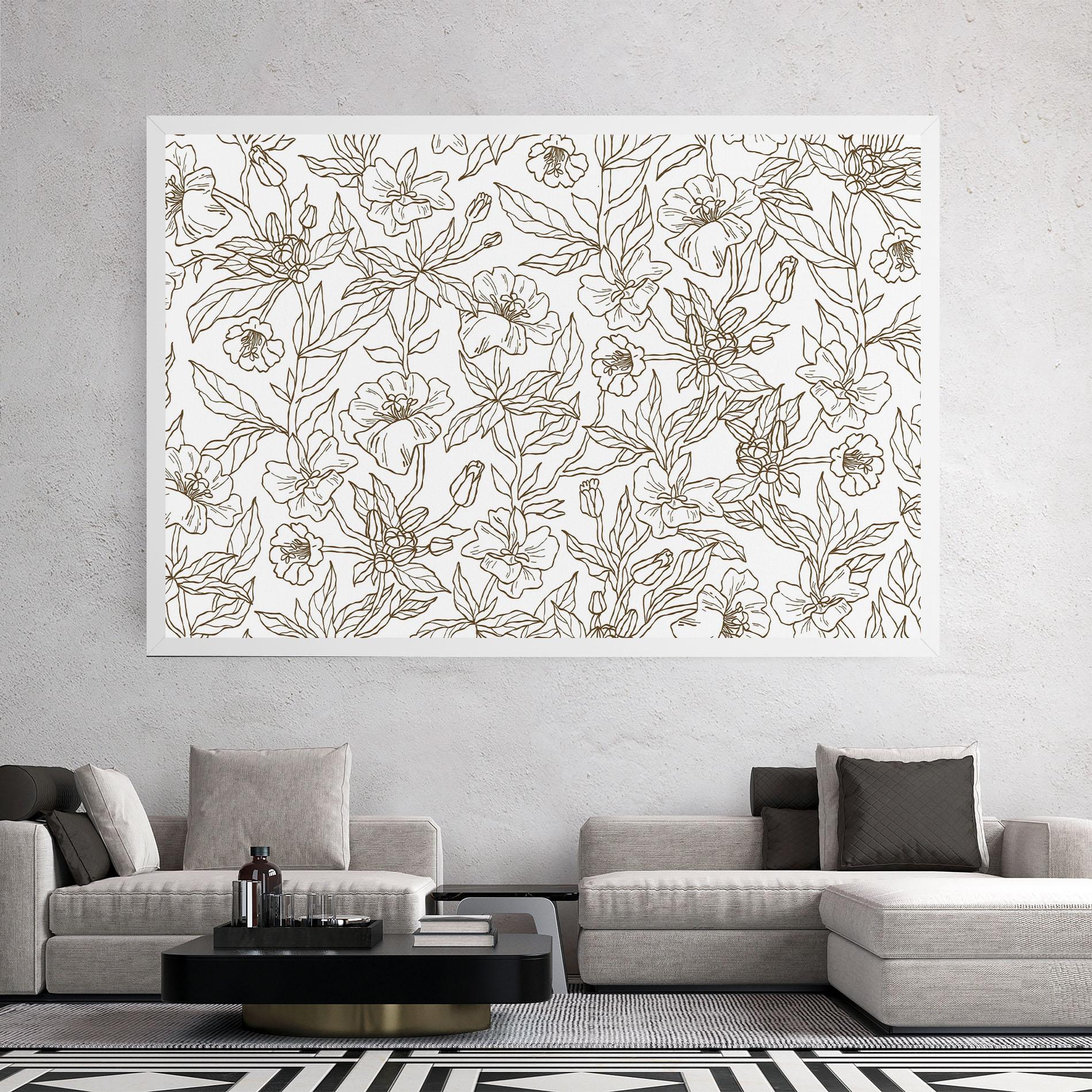 Leinwandbild Cream Line Flowers mockup 2