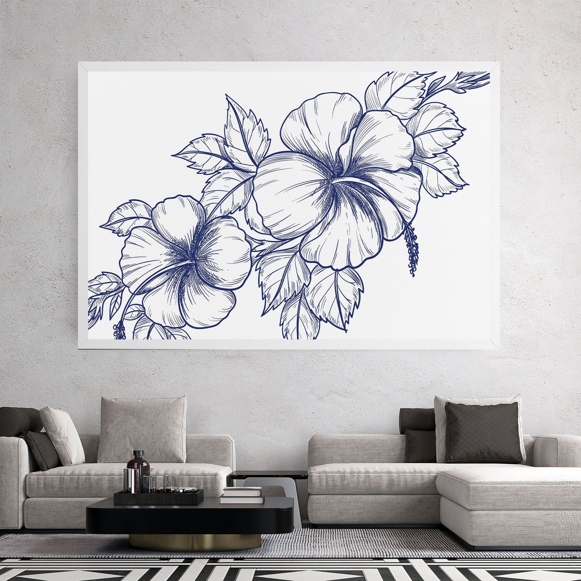 Dark Blue Line Flower mockup 2
