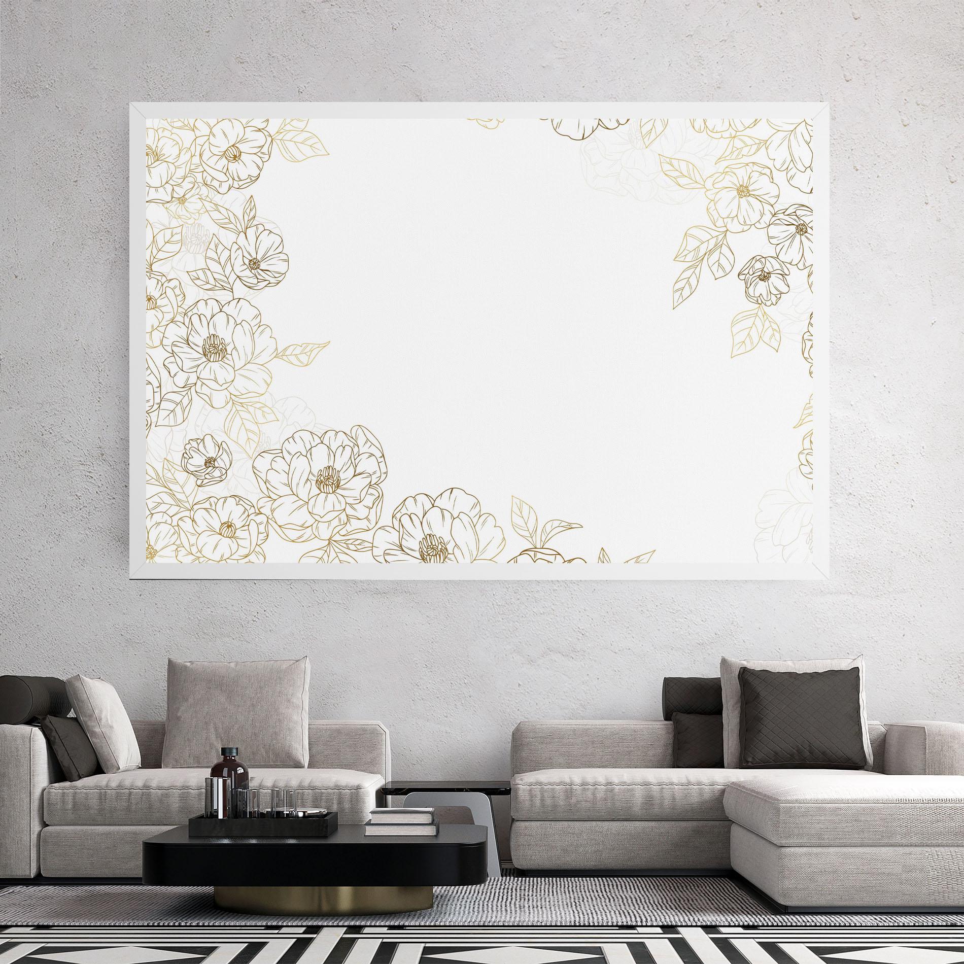 Leinwandbild Flower Gold Line mockup 2