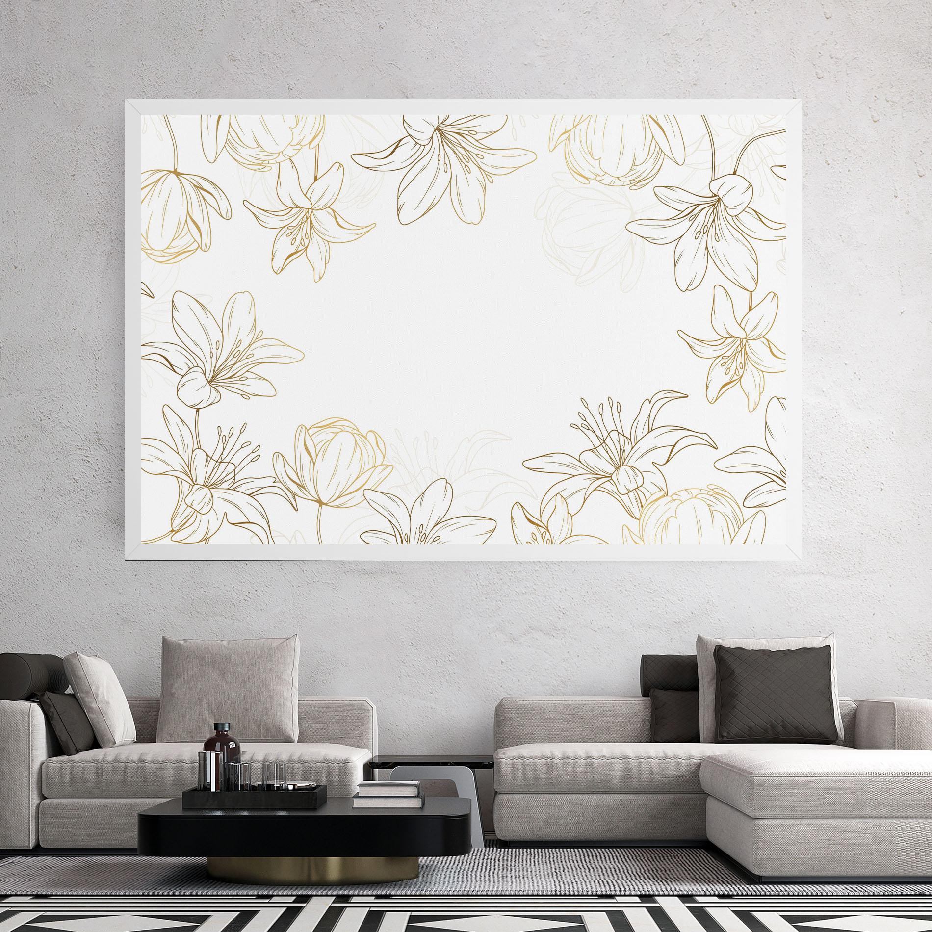Leinwandbild Gold Line Flower mockup 2