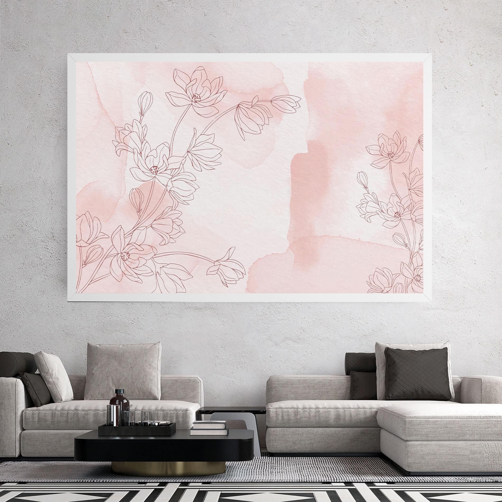 Leinwandbild Pink Flower Line mockup 2