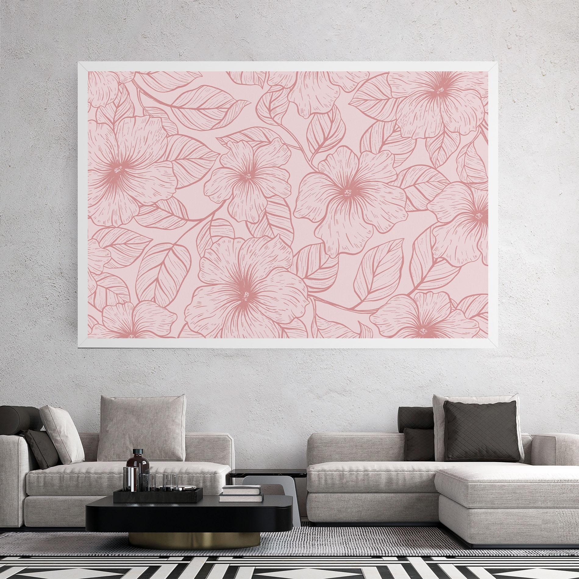Leinwandbild Pink Line Flower mockup 2