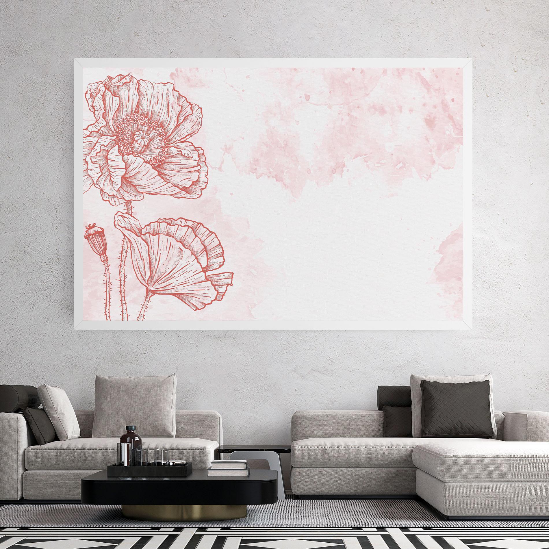 Leinwandbild Red Poppy Line mockup 2