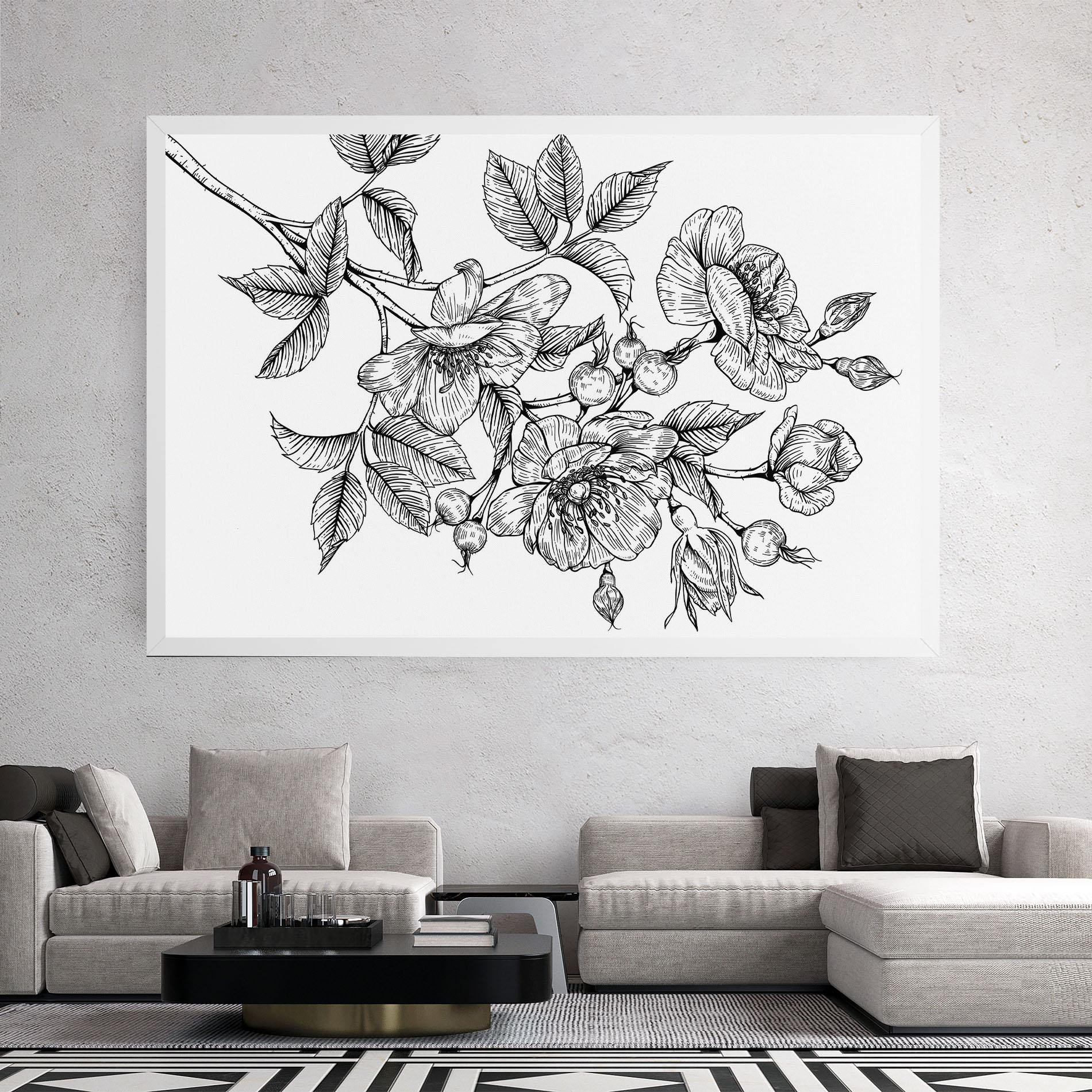 Leinwandbild Rose Black Line mockup 2