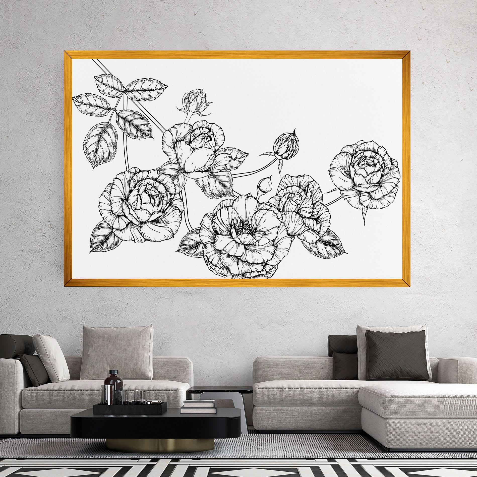 Leinwandbild Big Roses Line mockup 2