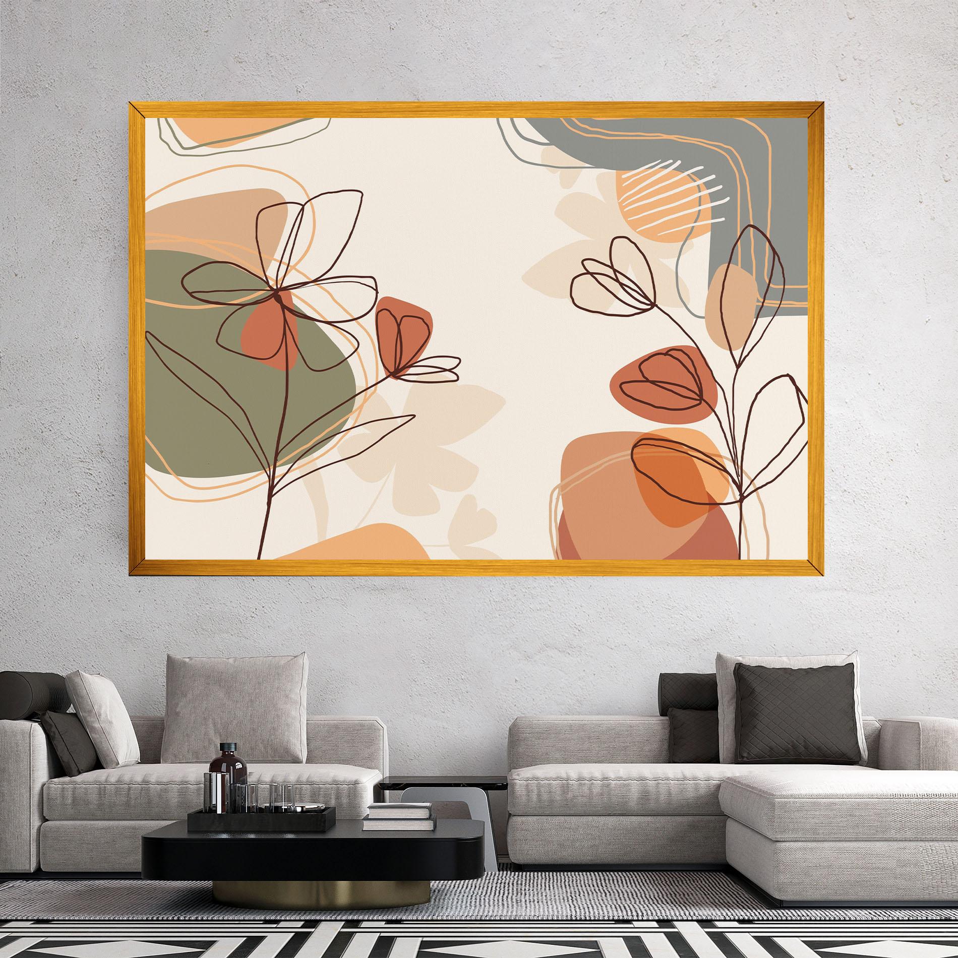 Leinwandbild Brown Line Plants mockup 2