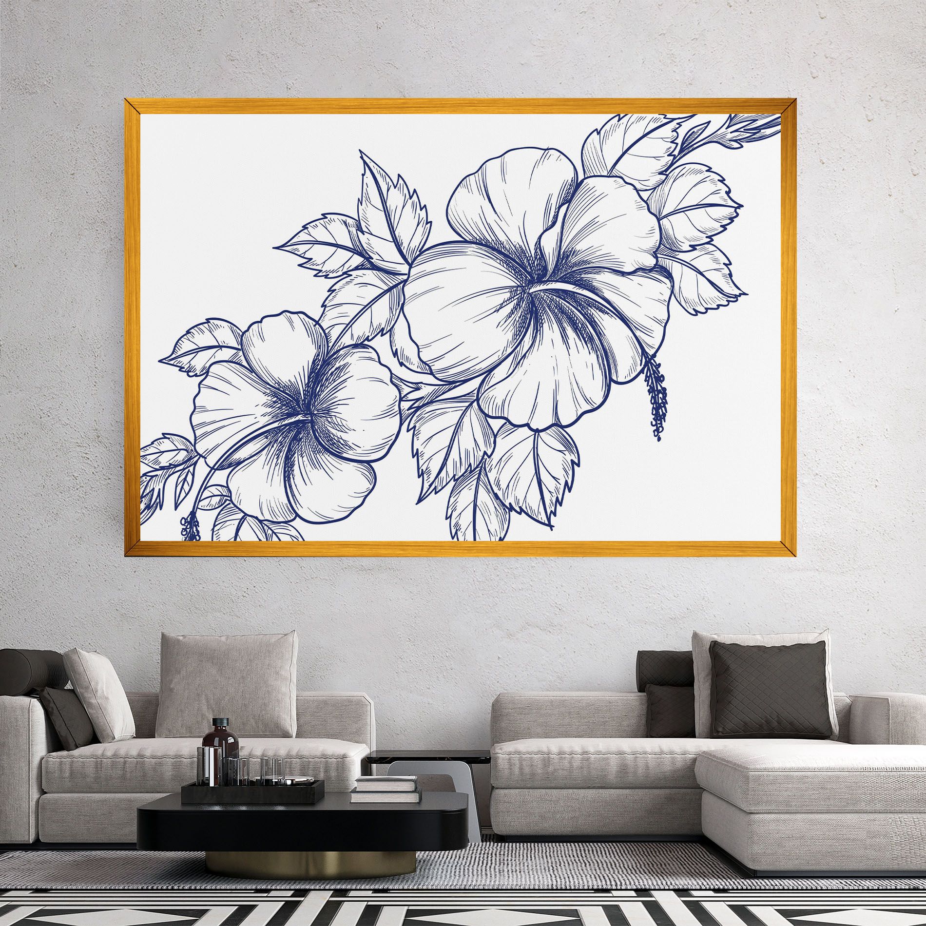 Dark Blue Line Flower mockup 2