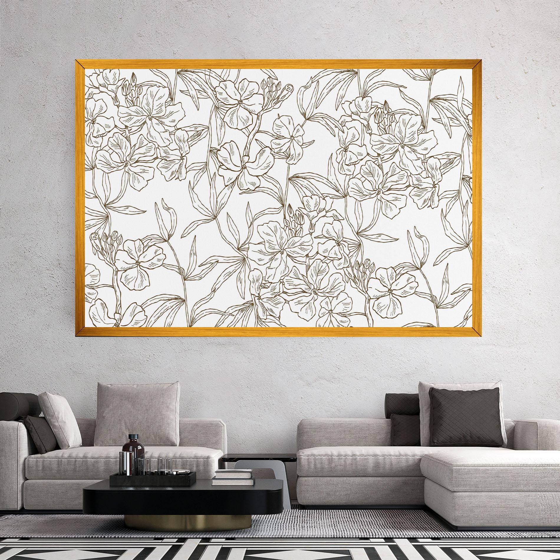 Leinwandbild Flower Brown Line mockup 2