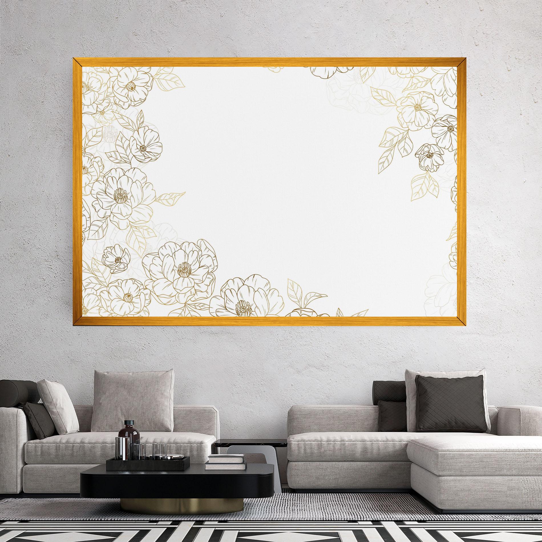 Leinwandbild Flower Gold Line mockup 2