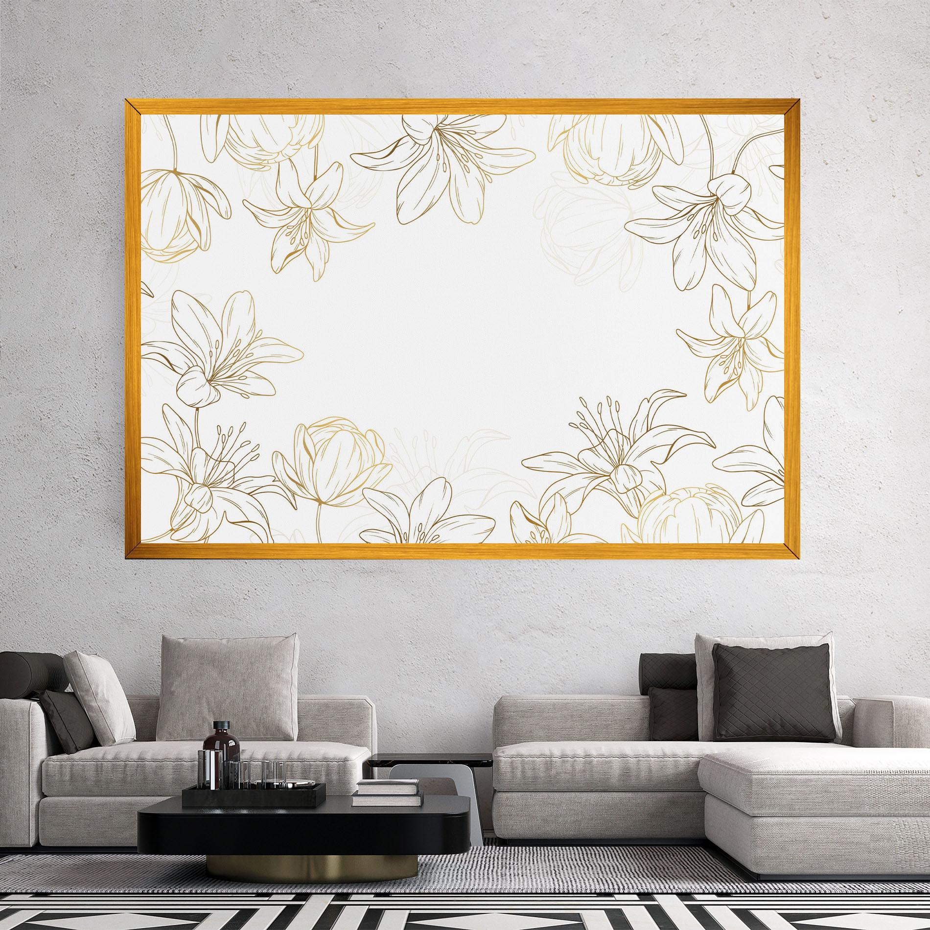 Leinwandbild Gold Line Flower mockup 2