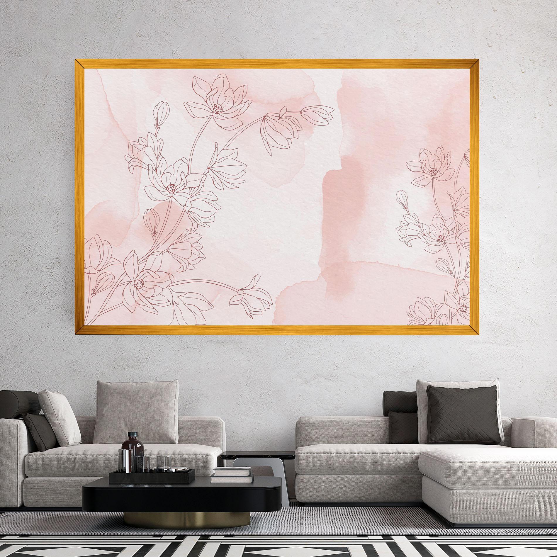 Leinwandbild Pink Flower Line mockup 2