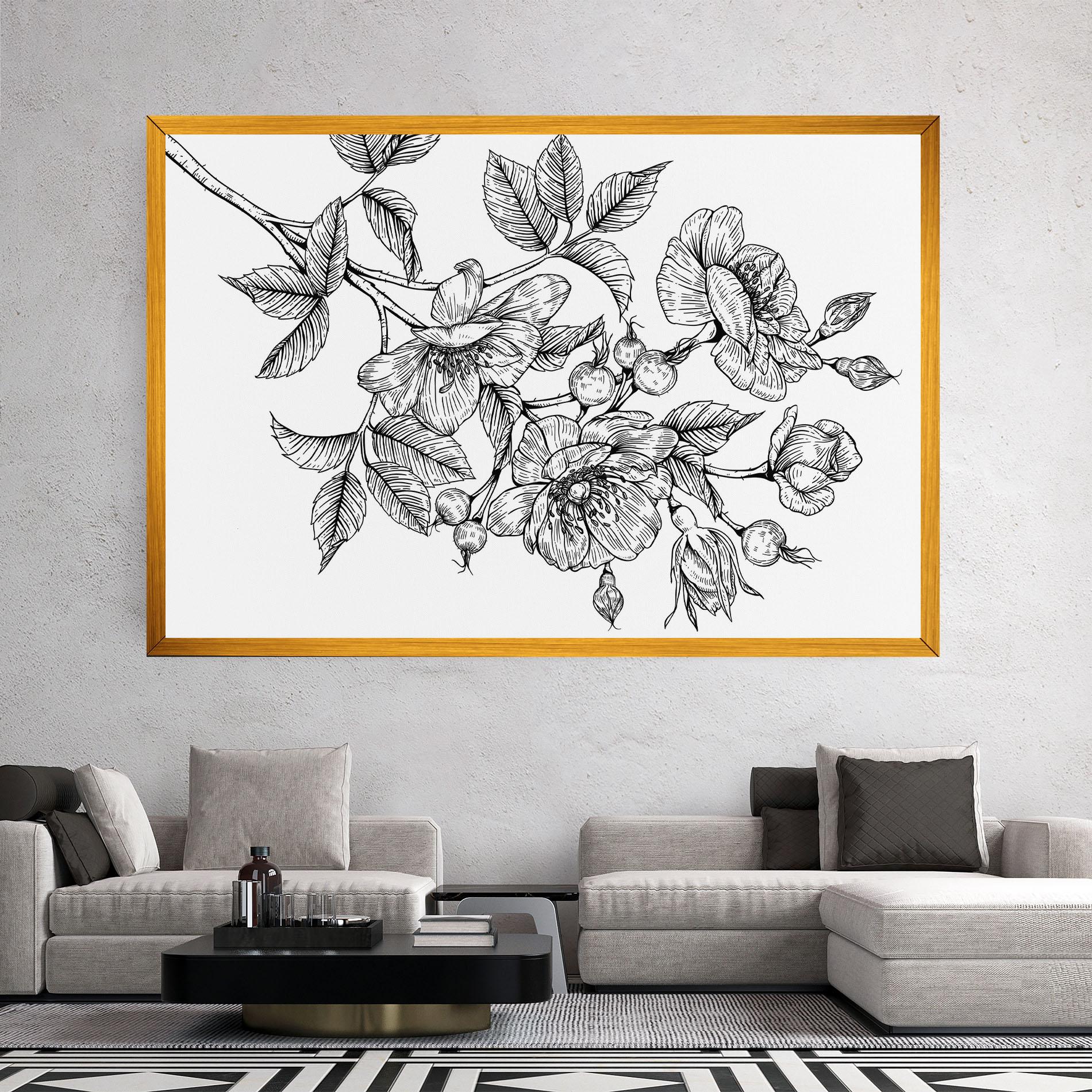 Leinwandbild Rose Black Line mockup 2