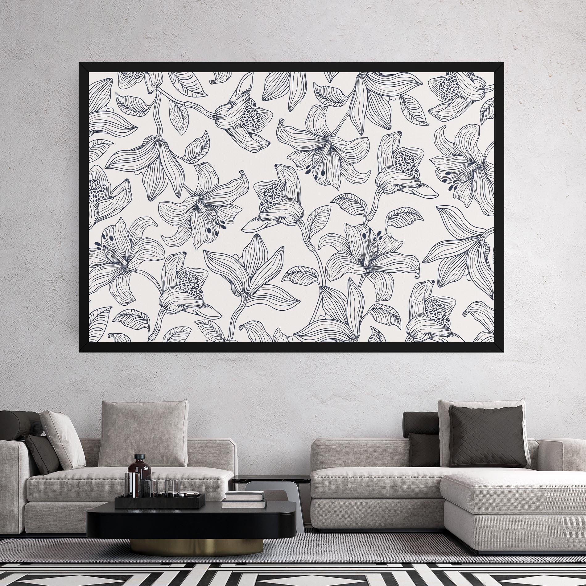 Leinwandbild Blue Patern Flower mockup 2