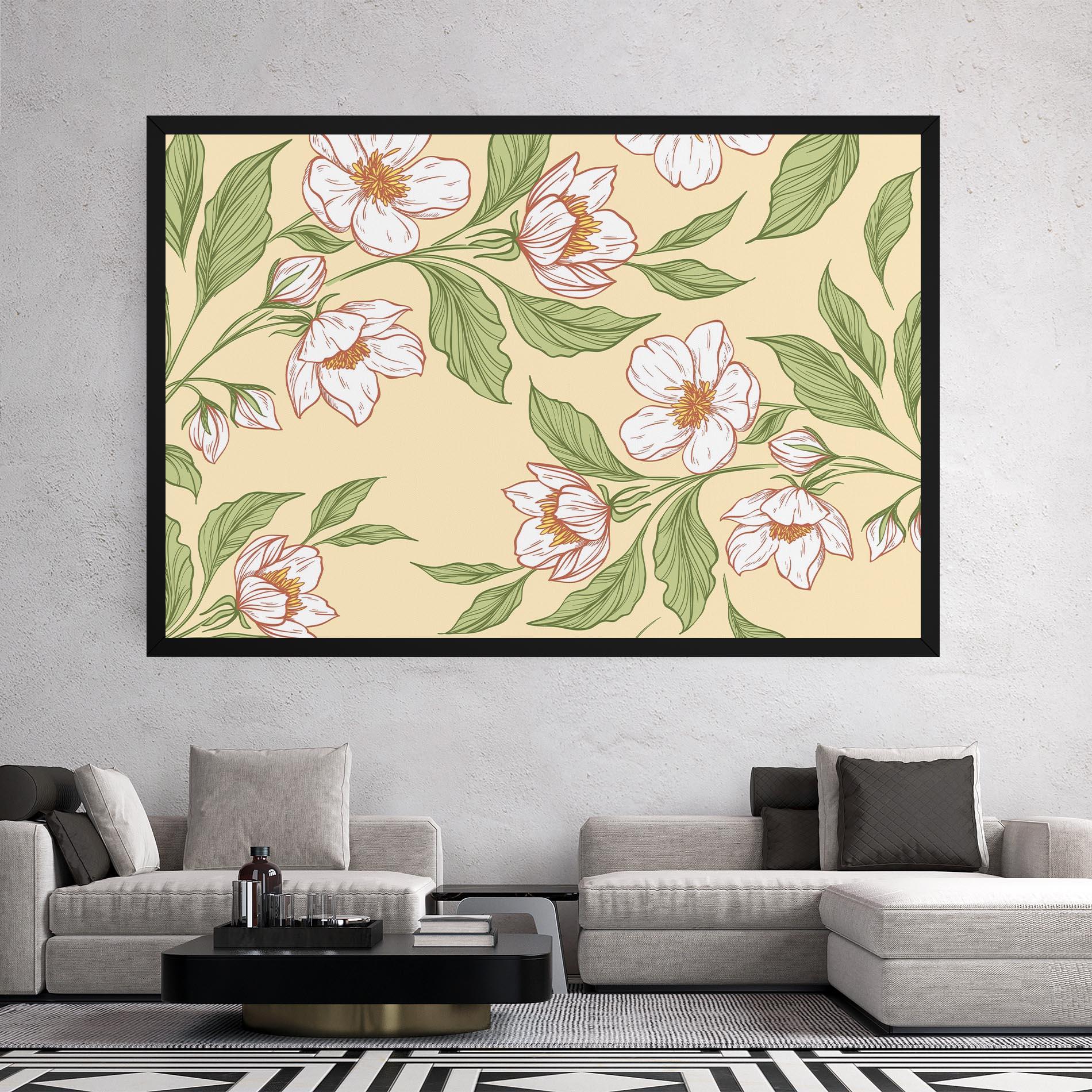 Leinwandbild Cream Flower White mockup 2