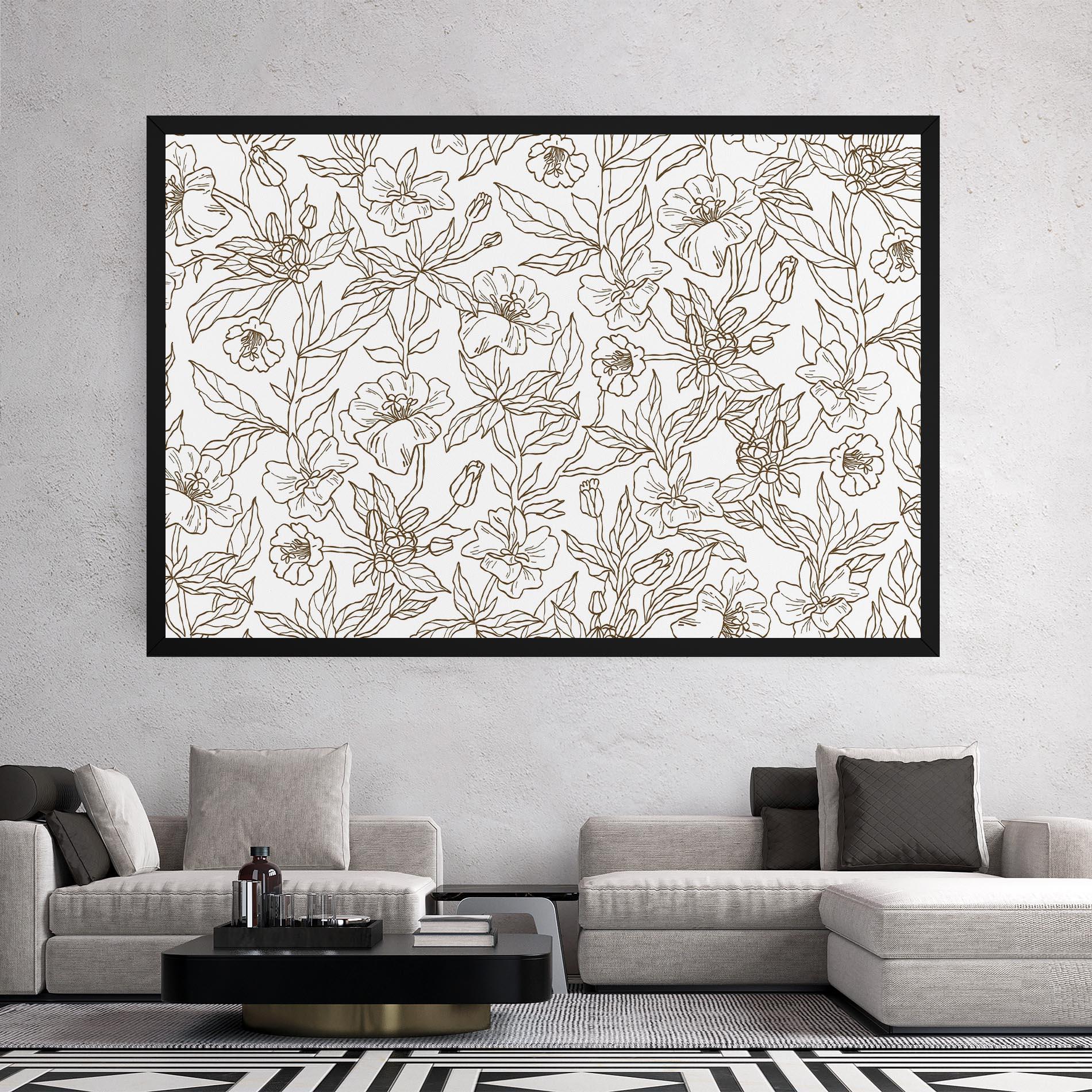 Leinwandbild Cream Line Flowers mockup 2