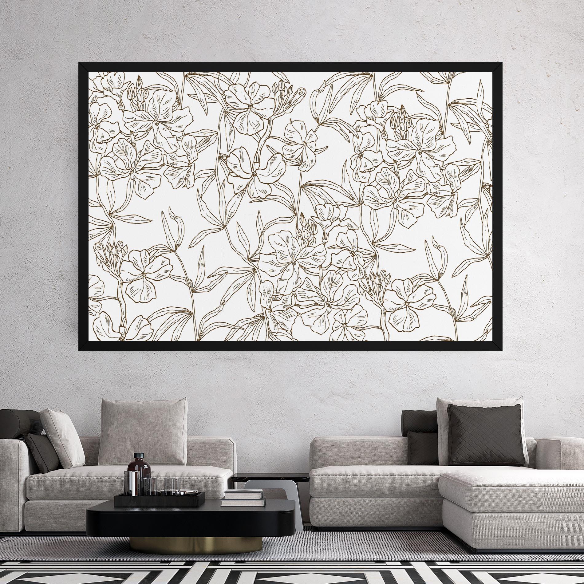 Leinwandbild Flower Brown Line mockup 2