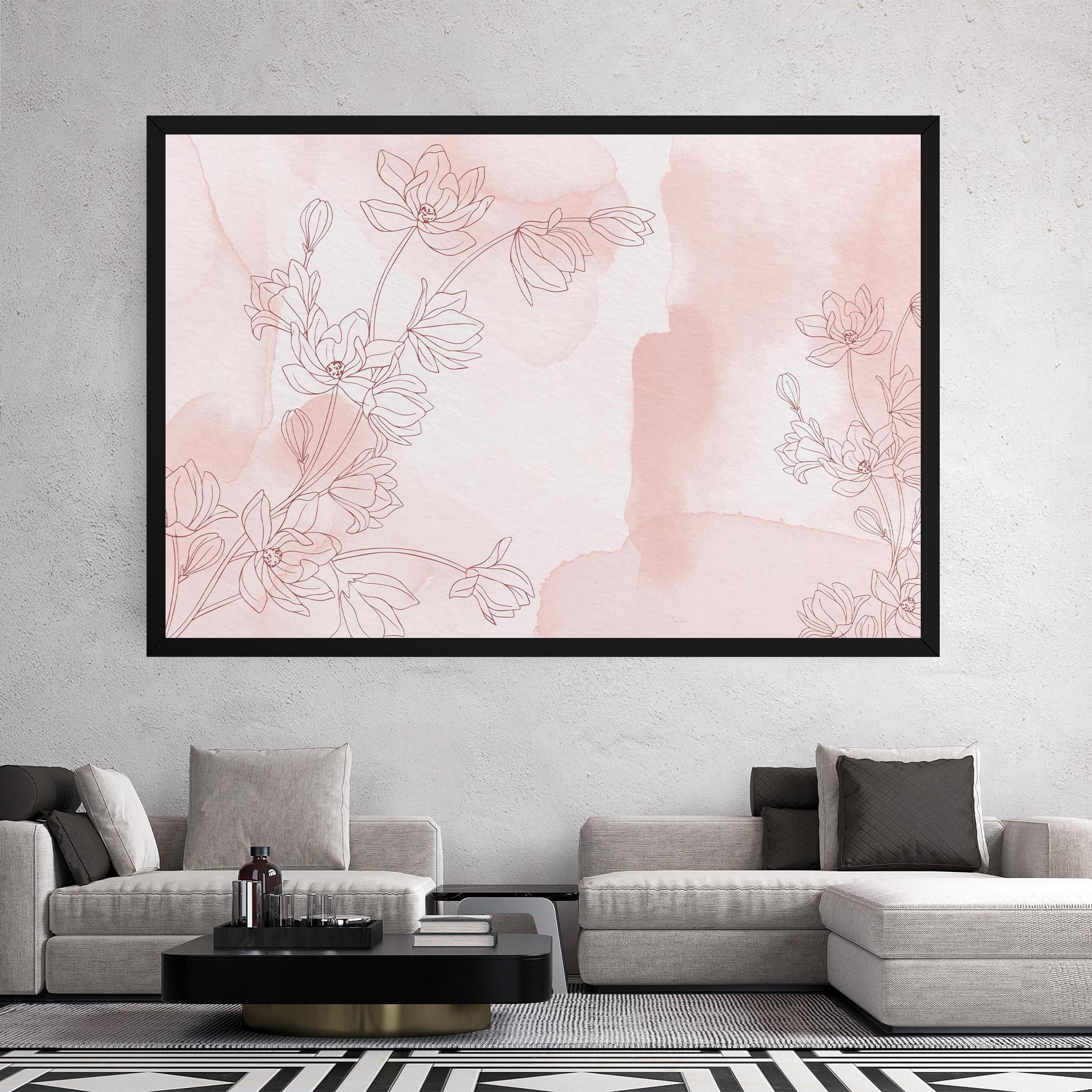 Leinwandbild Pink Flower Line mockup 2