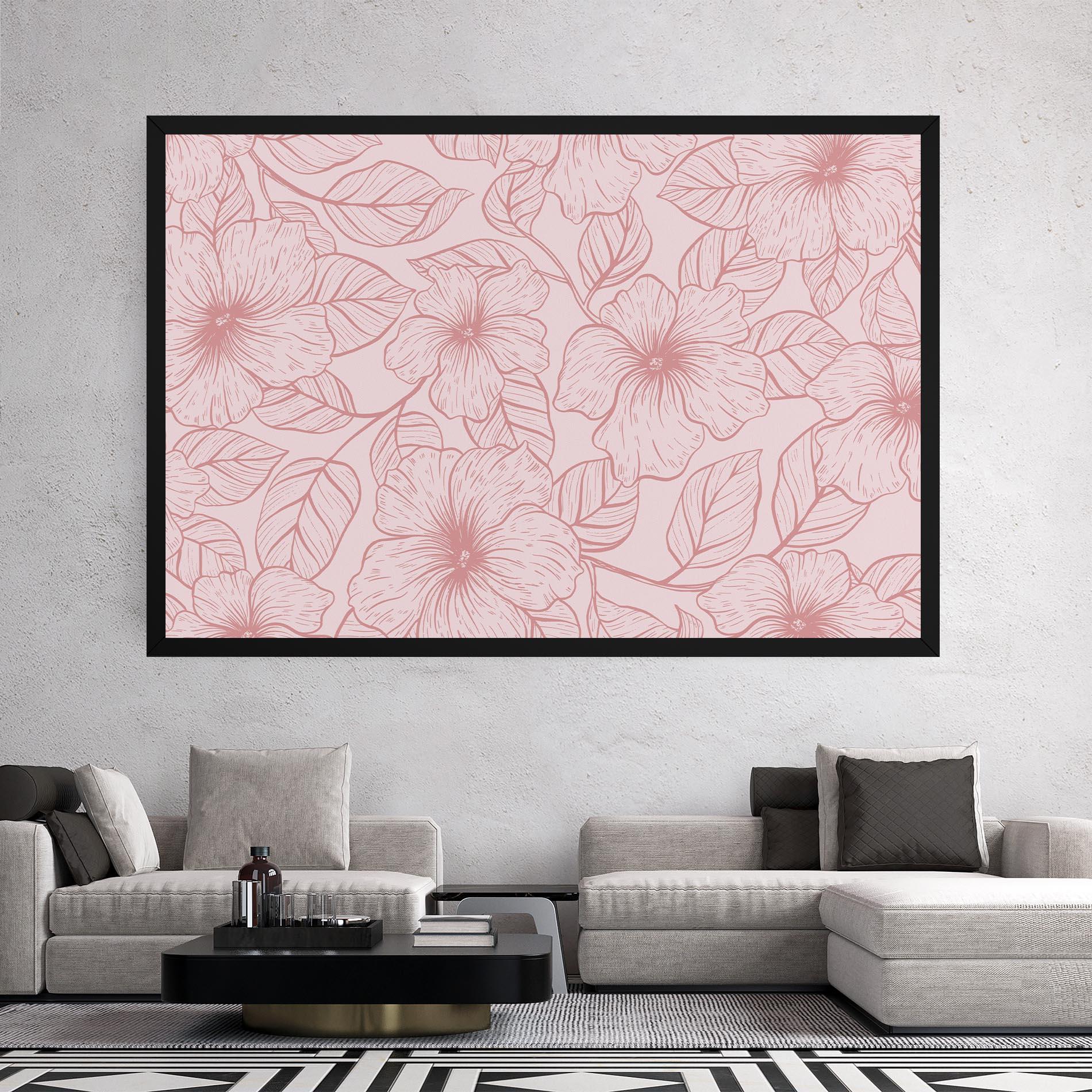 Leinwandbild Pink Line Flower mockup 2