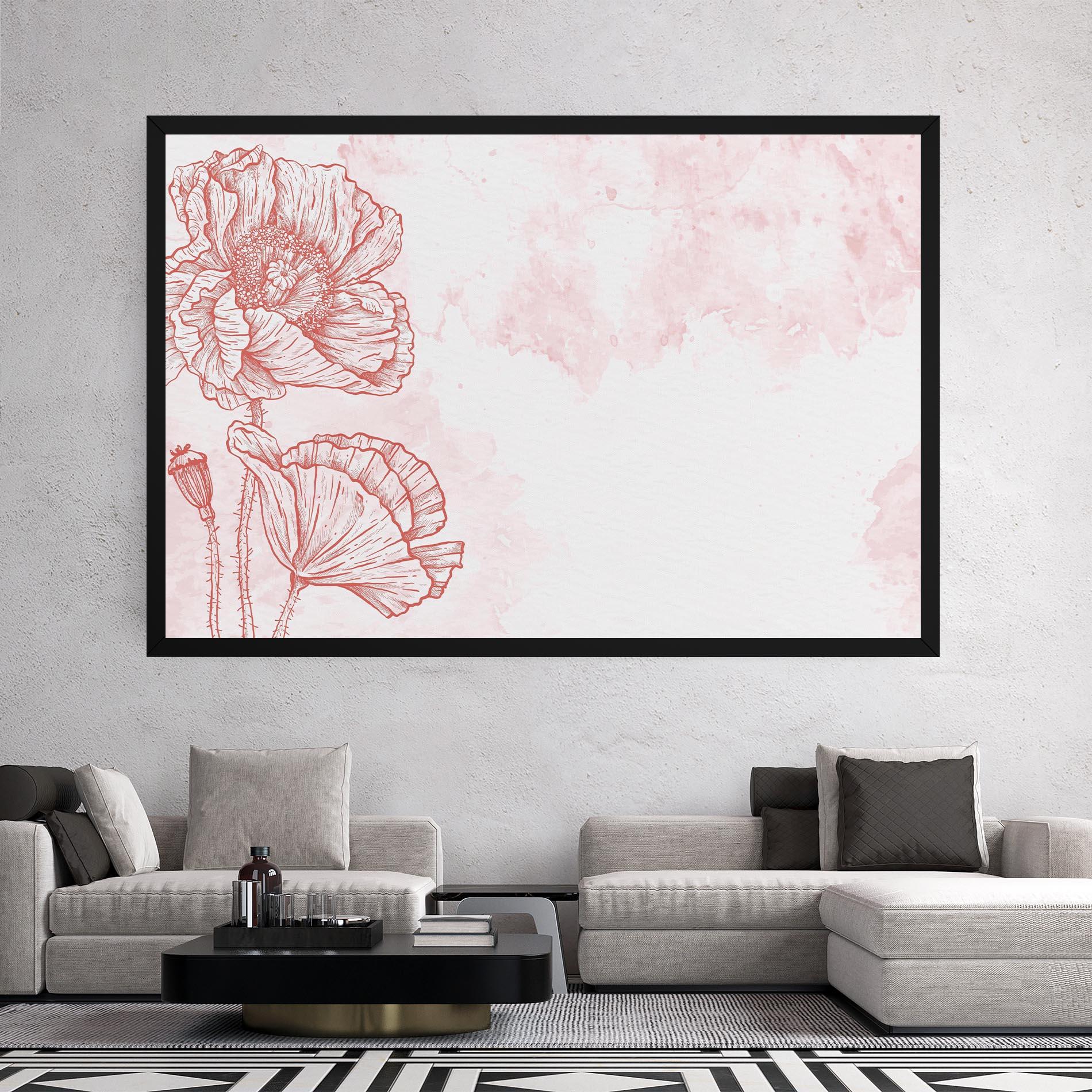 Leinwandbild Red Poppy Line mockup 2