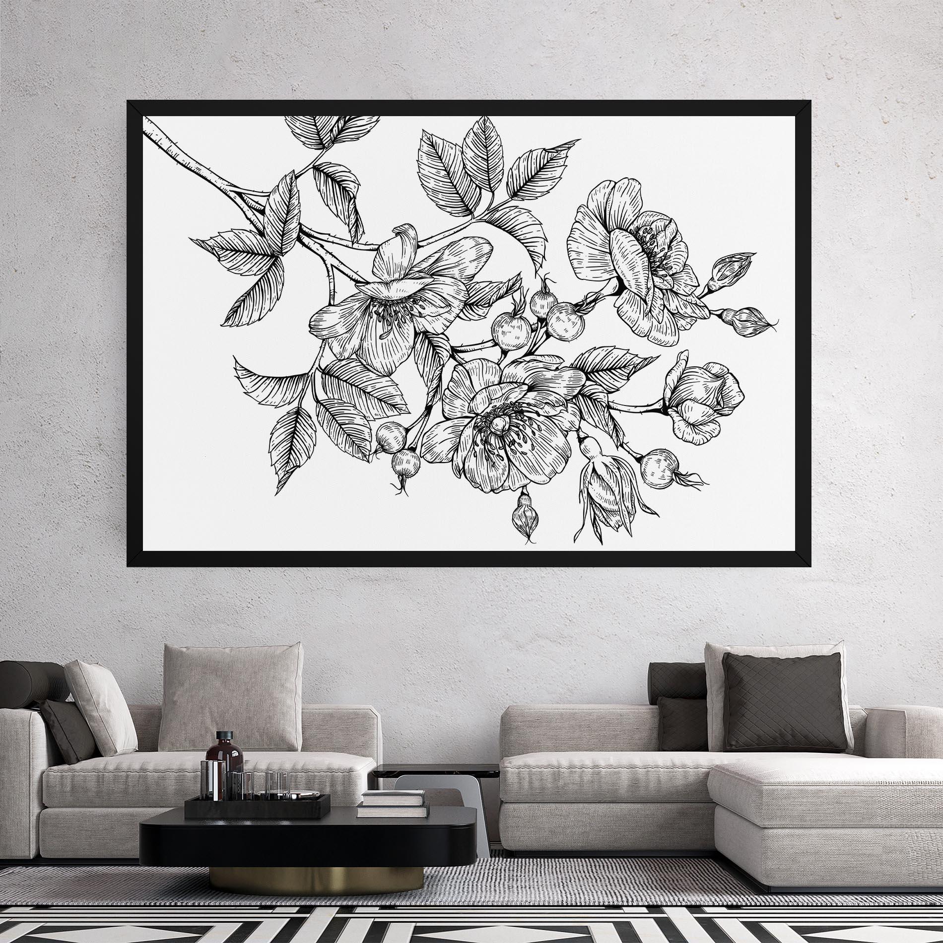 Leinwandbild Rose Black Line mockup 2