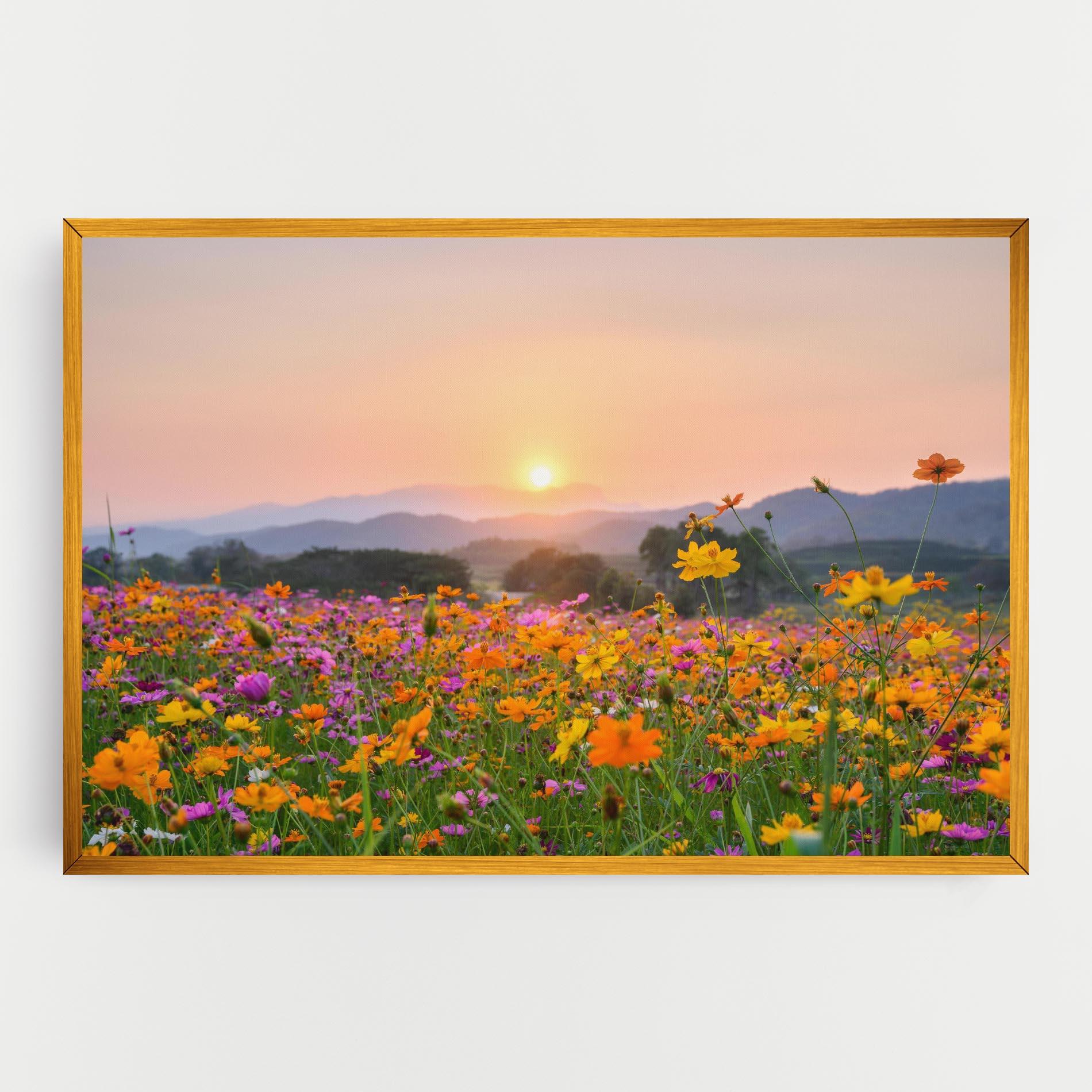 Leinwandbild Sunset Mountain Flowerf mockup 0