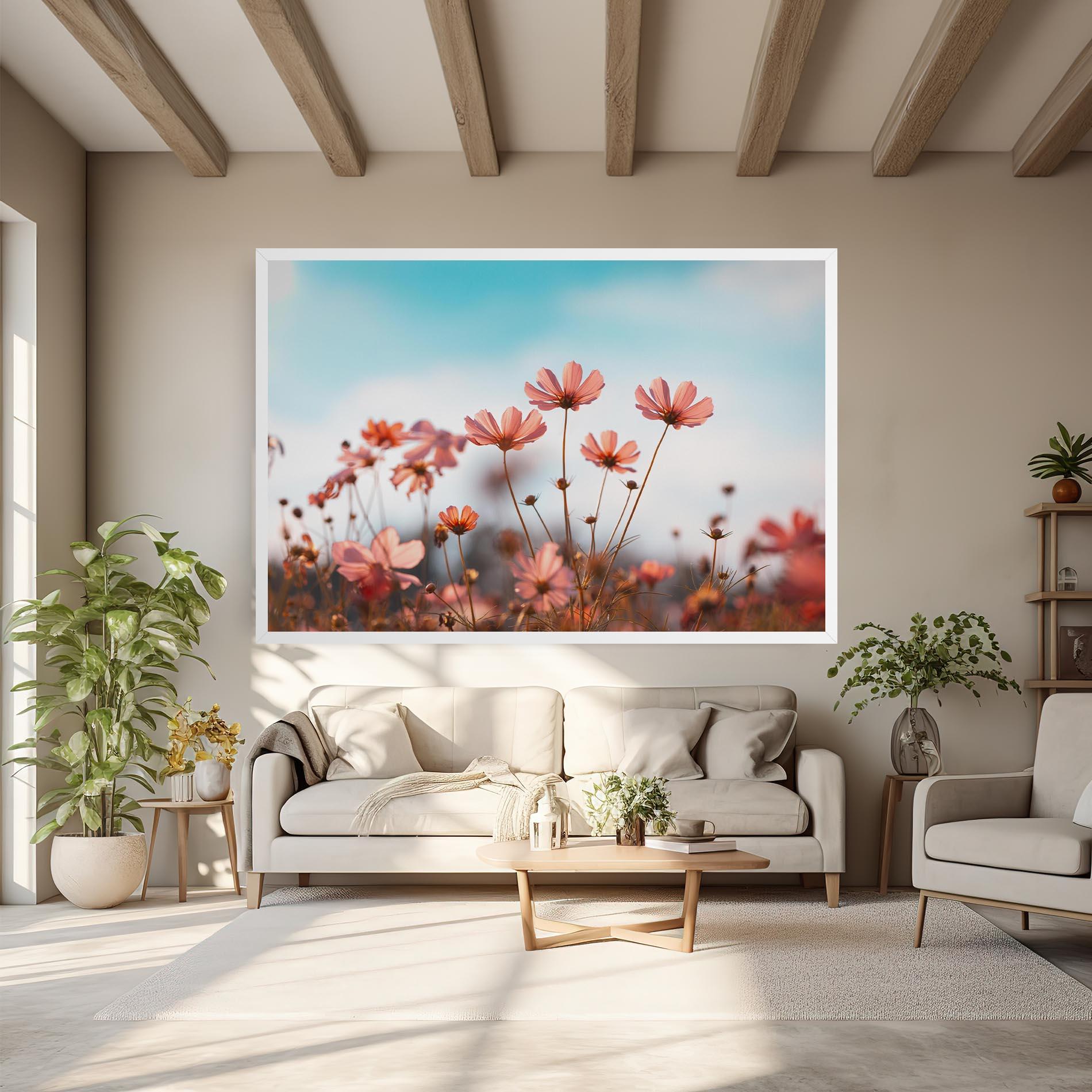 Leinwandbild Cosmos Flowers Beautiful mockup 6