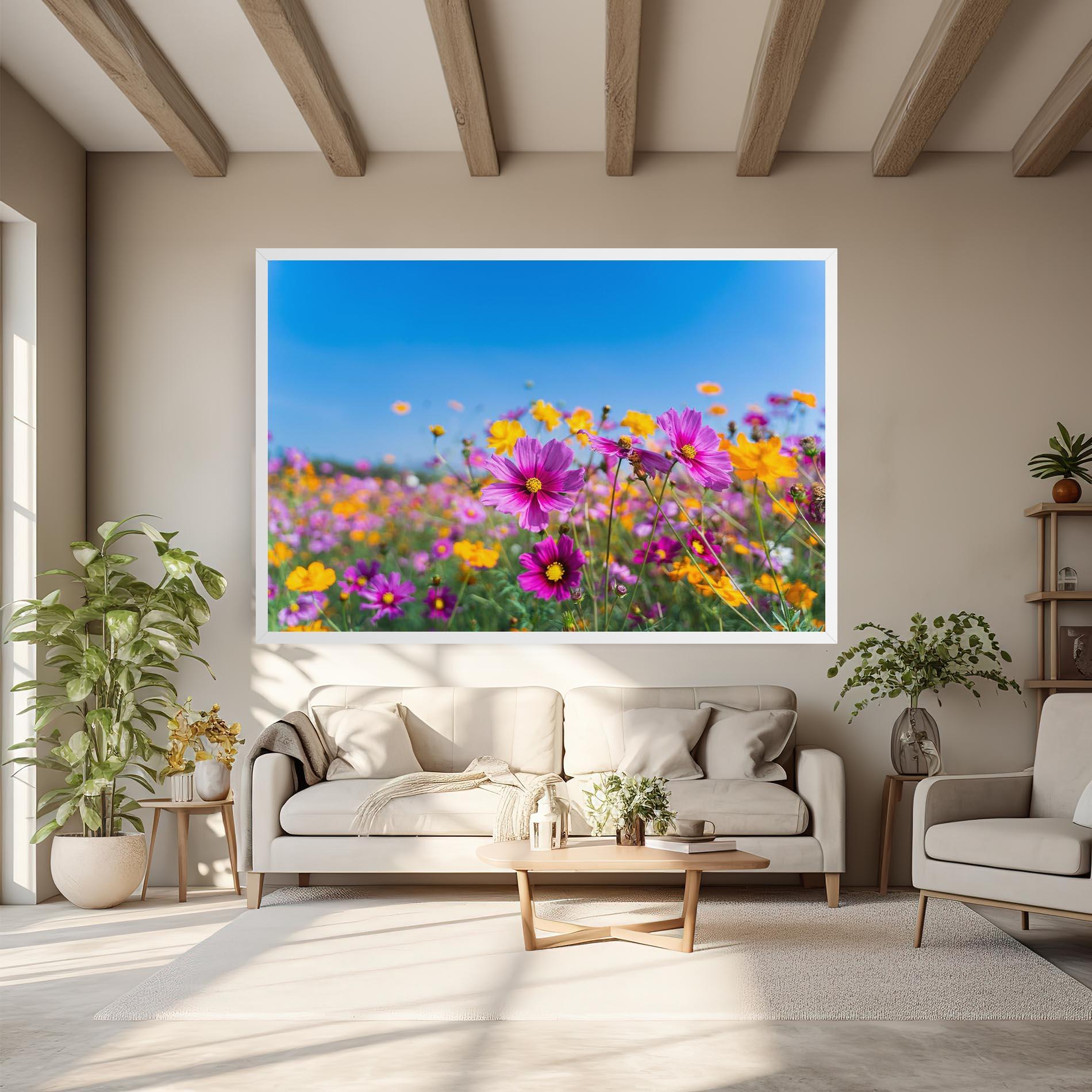 Leinwandbild Cosmos Flowers Grassland mockup 6