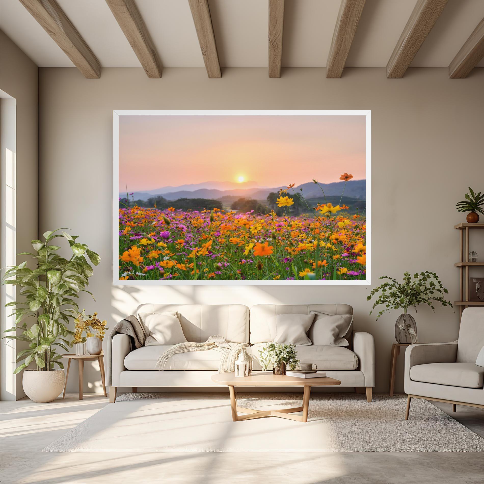 Leinwandbild Sunset Mountain Flowerf mockup 6