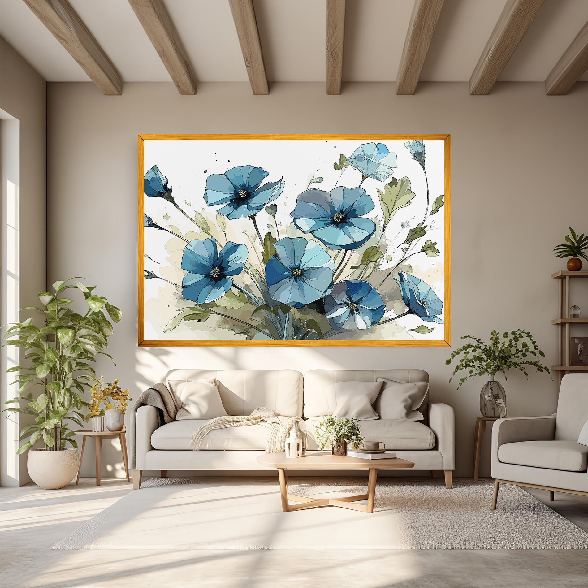 Leinwandbild Blue Wild Plant mockup 6