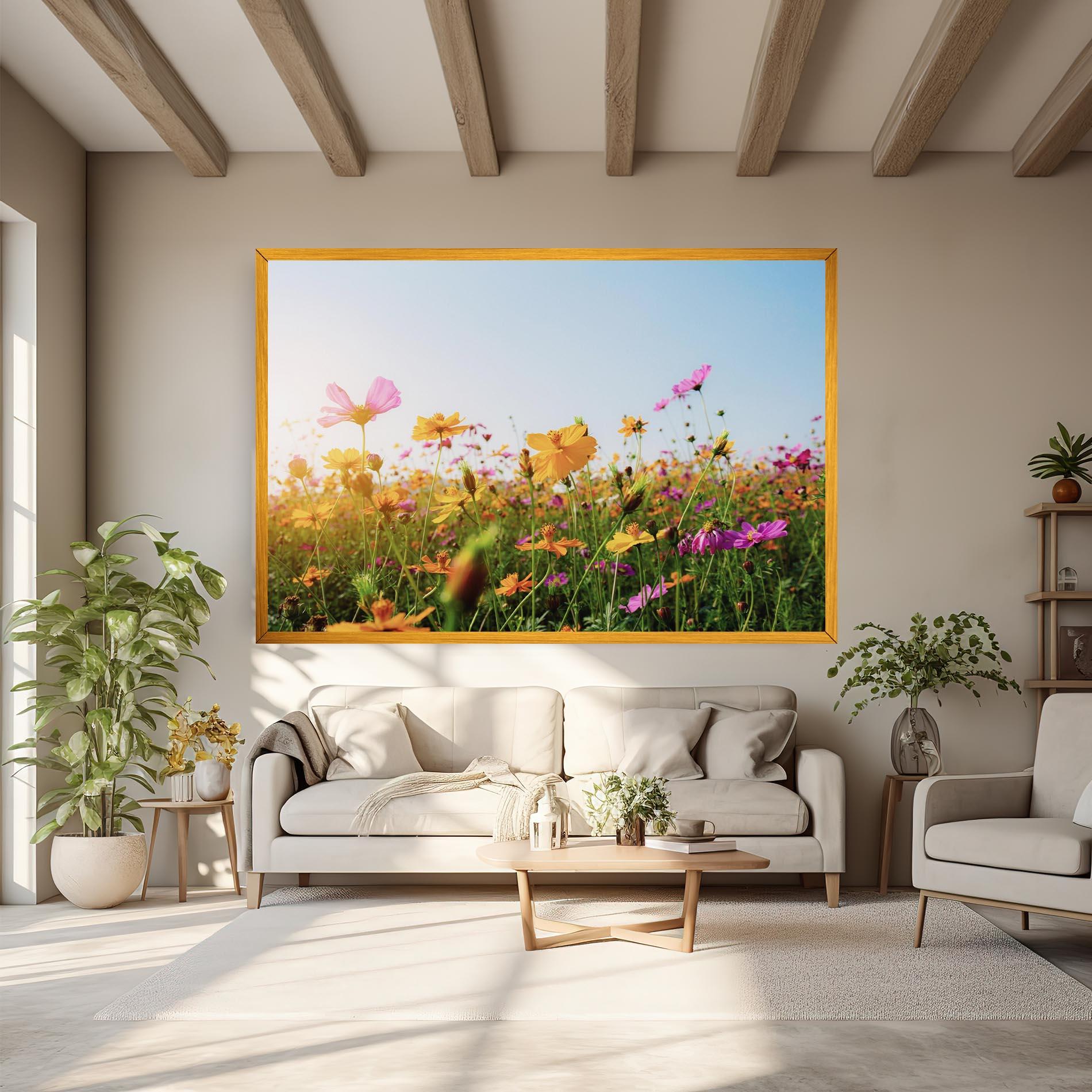 Leinwandbild Cosmos Field Sunset mockup 6