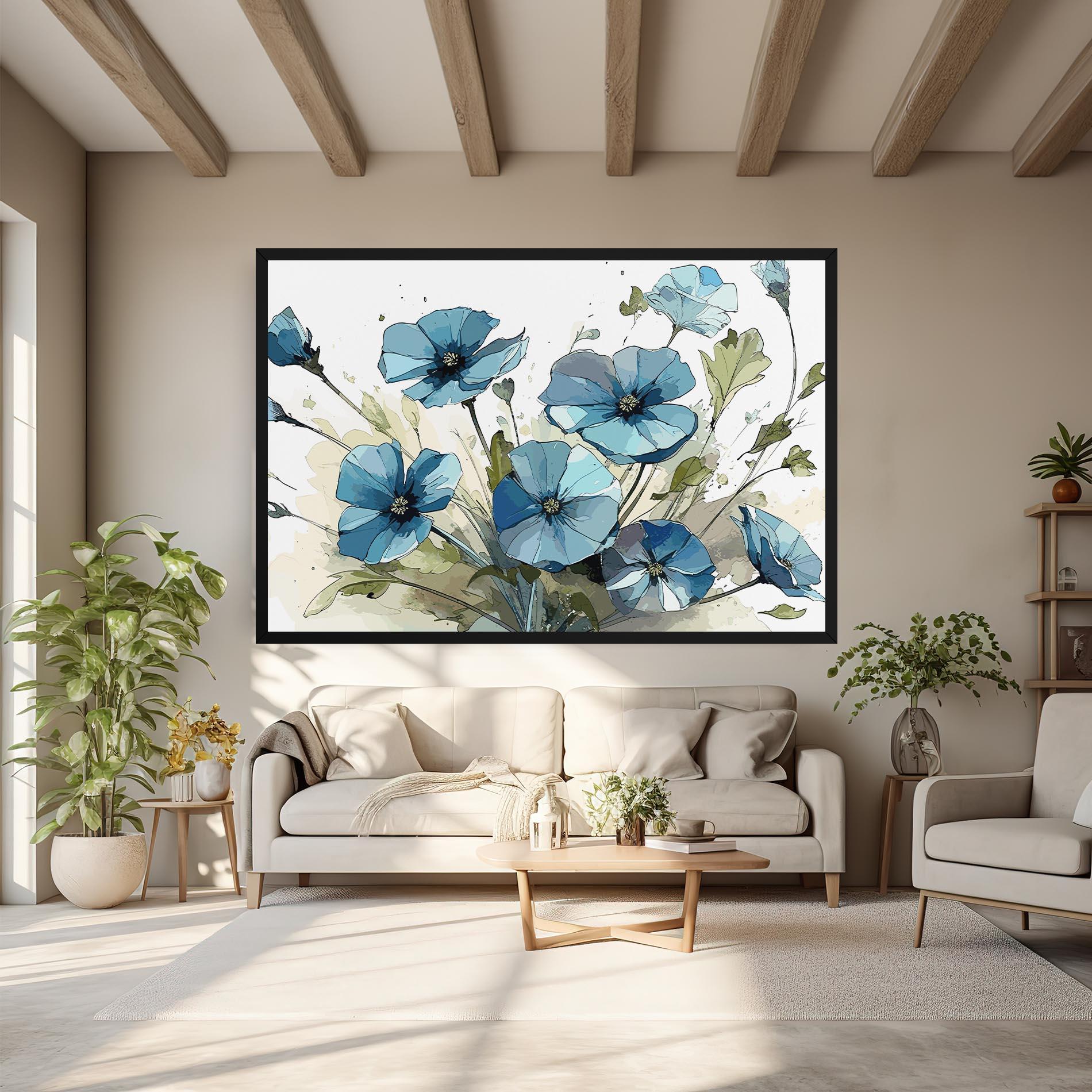 Leinwandbild Blue Wild Plant mockup 6