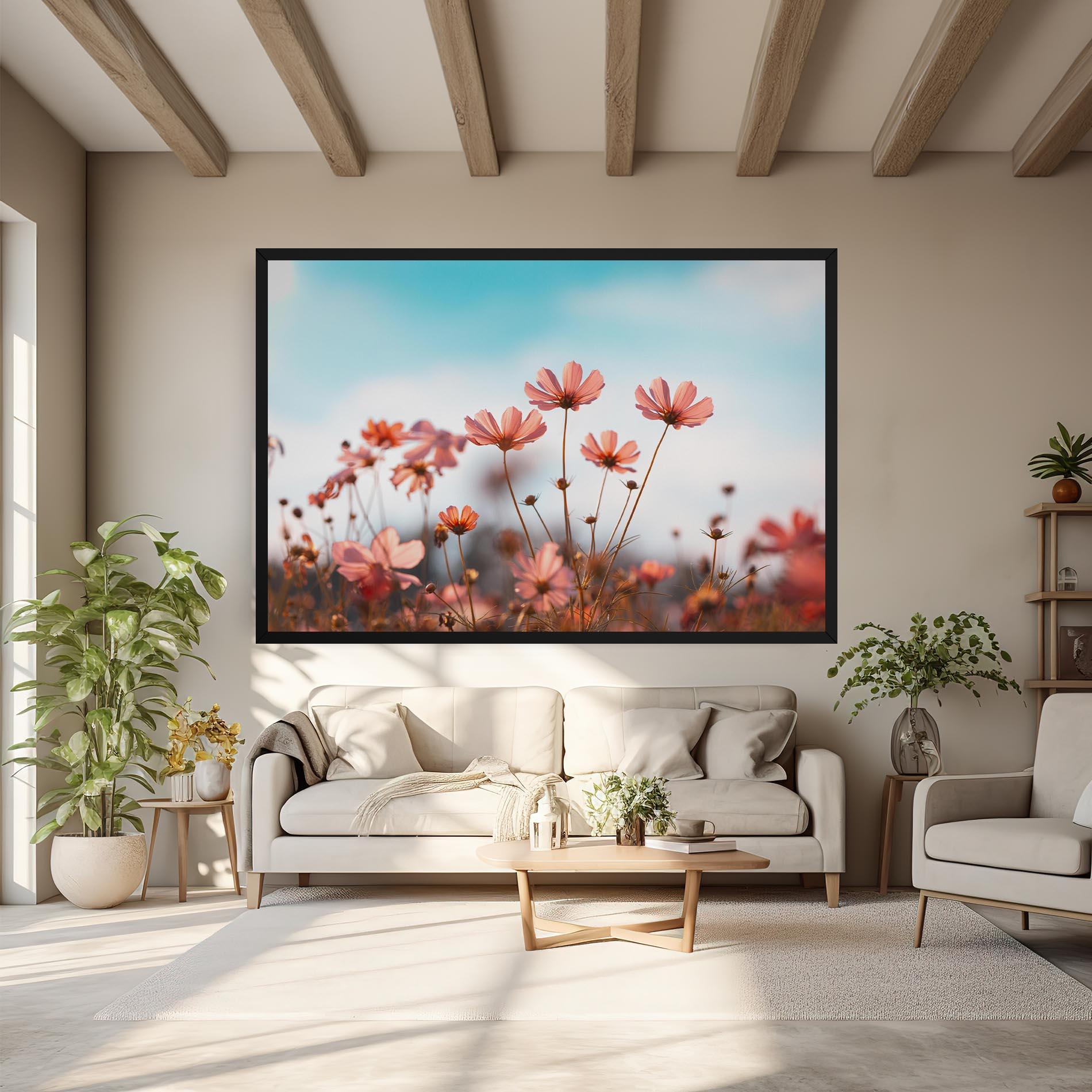 Leinwandbild Cosmos Flowers Beautiful mockup 6