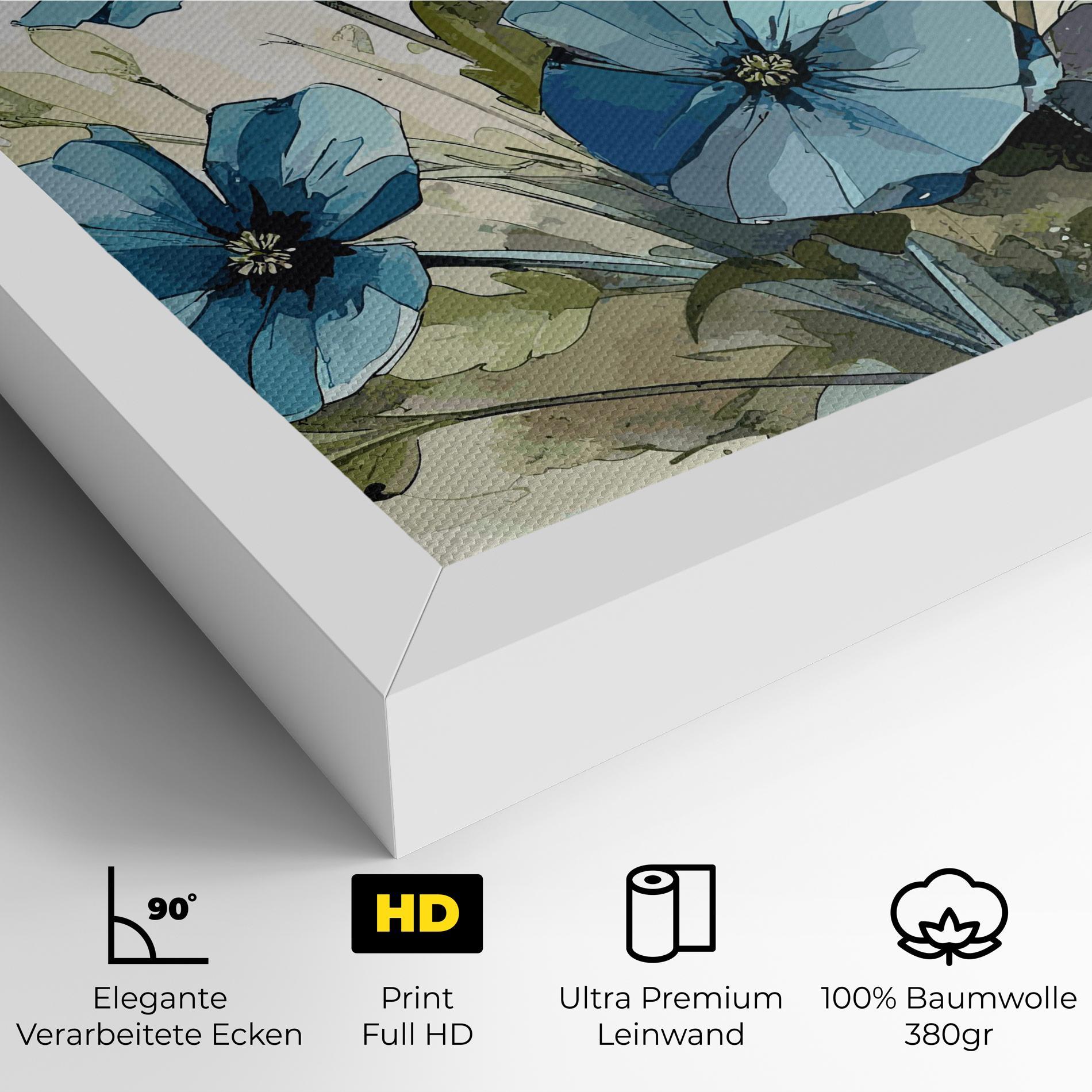 Leinwandbild Blue Wild Plant mockup 4
