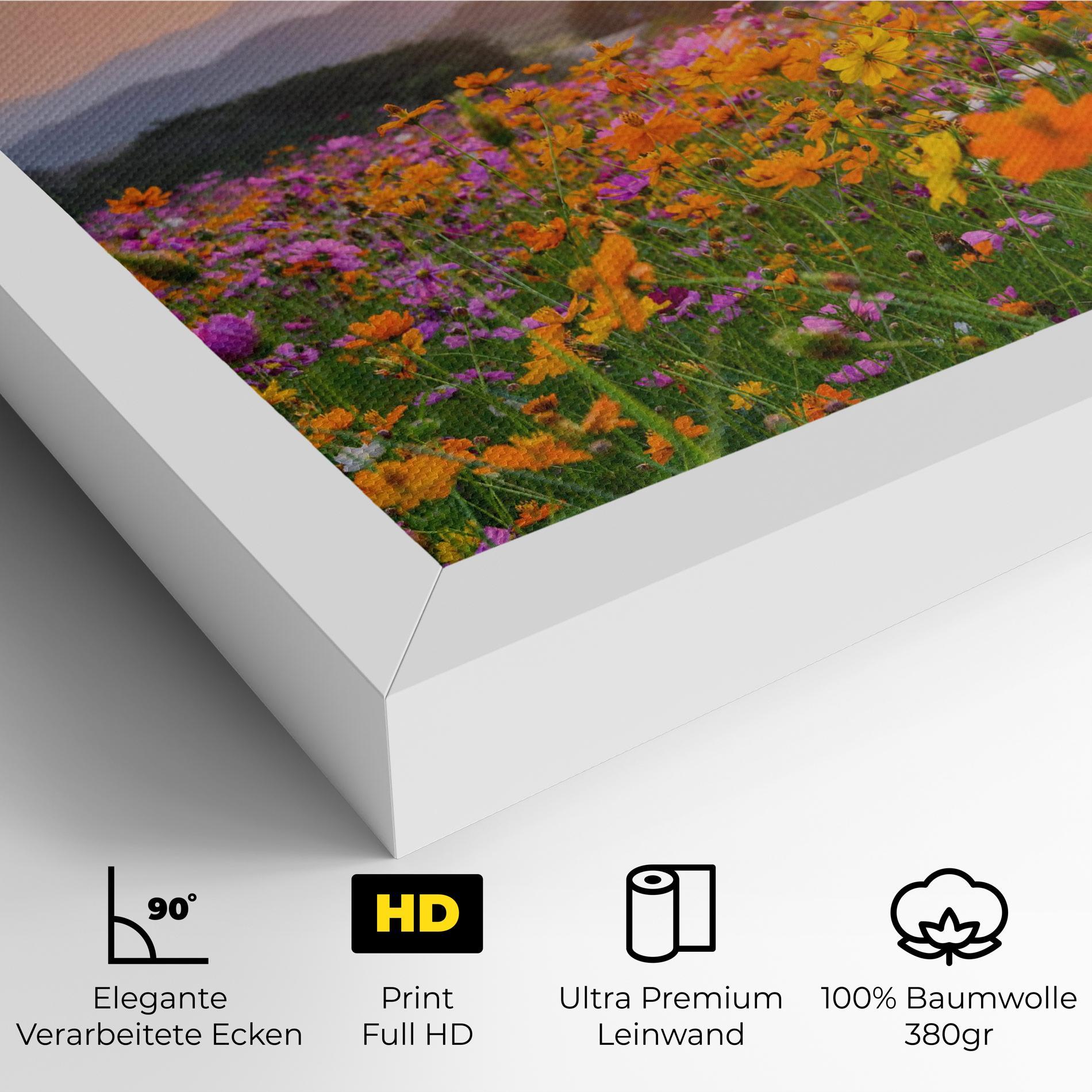Leinwandbild Sunset Mountain Flowerf mockup 4