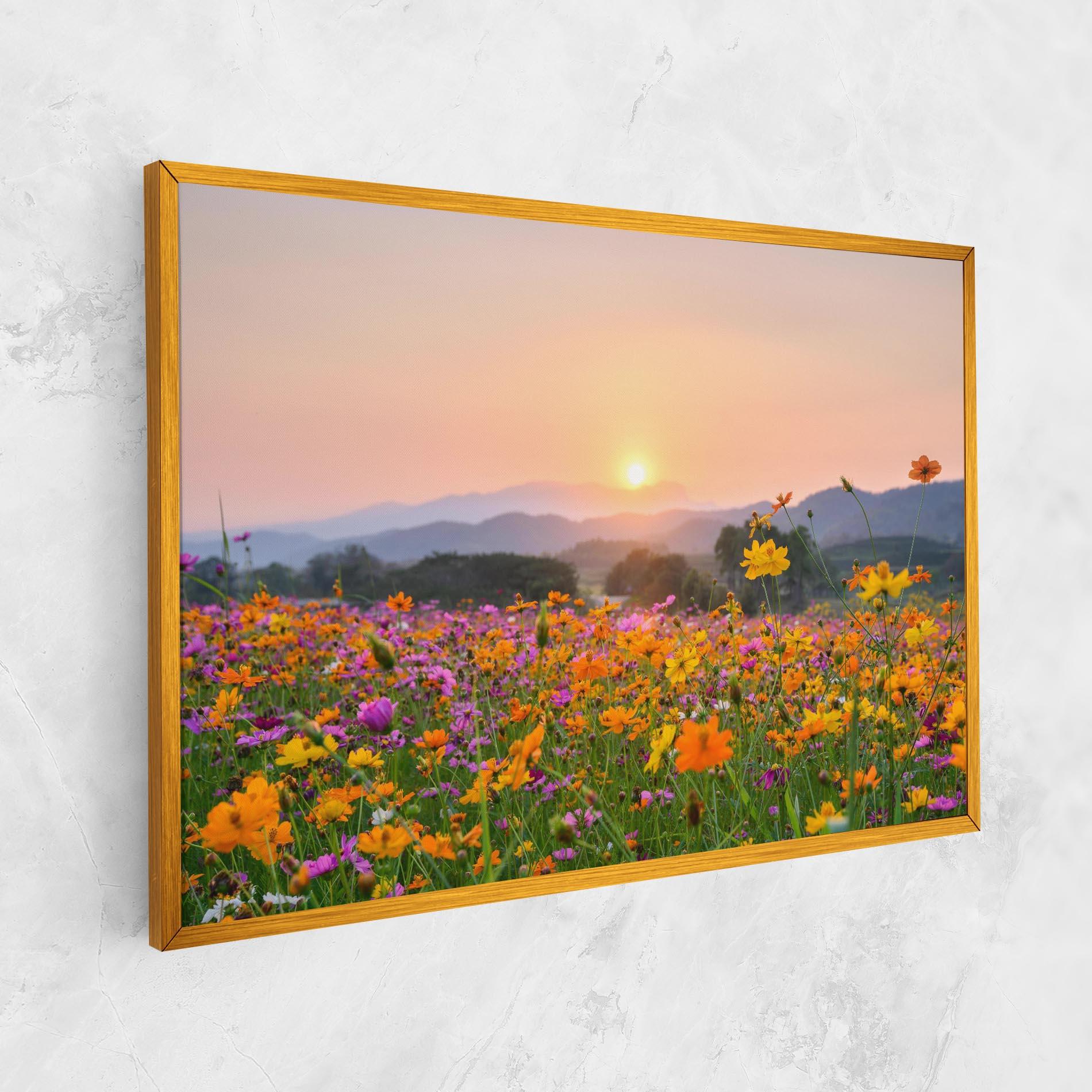 Leinwandbild Sunset Mountain Flowerf mockup 1