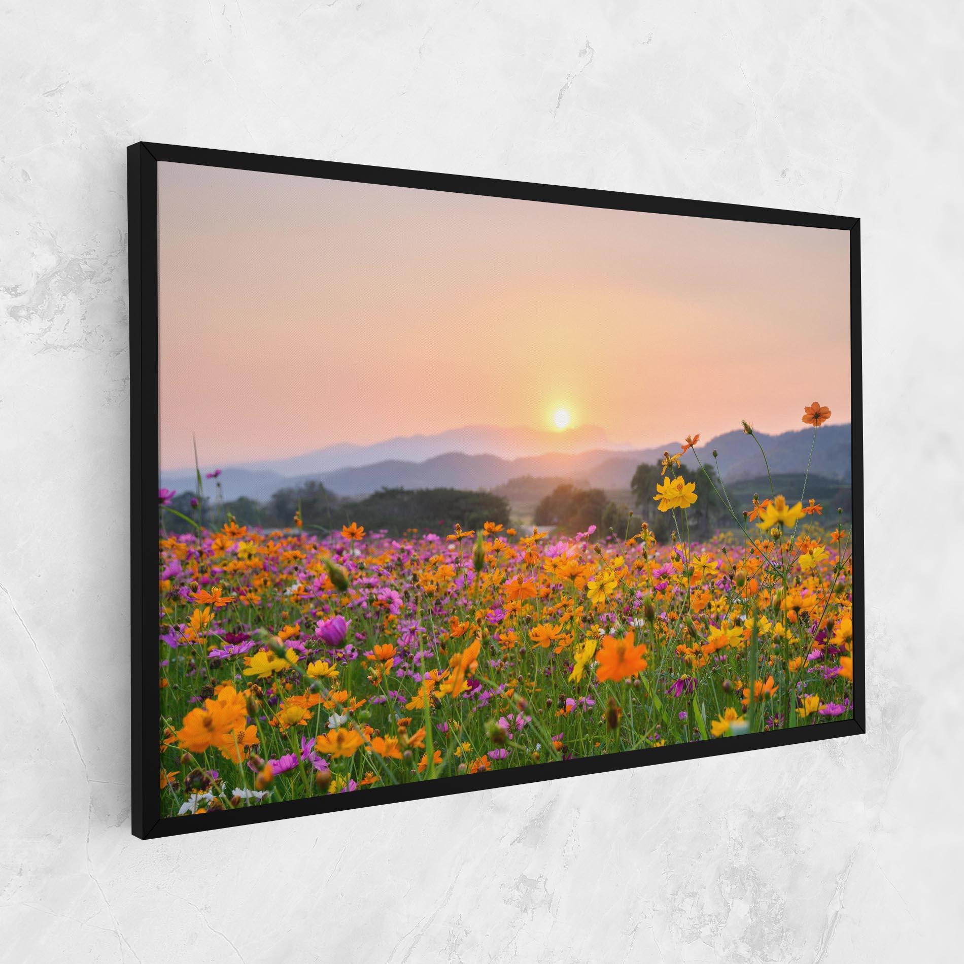 Leinwandbild Sunset Mountain Flowerf mockup 1