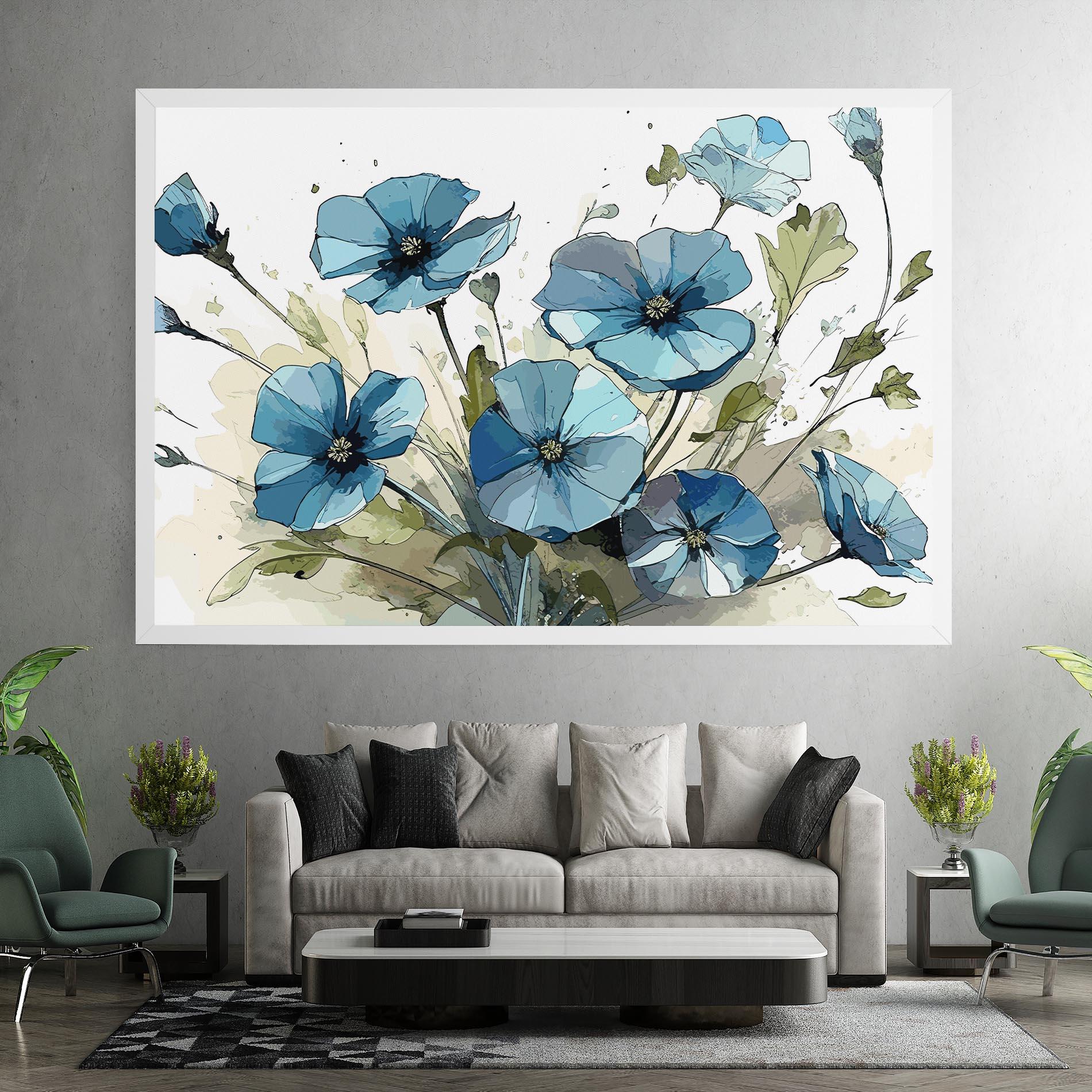 Leinwandbild Blue Wild Plant mockup 7