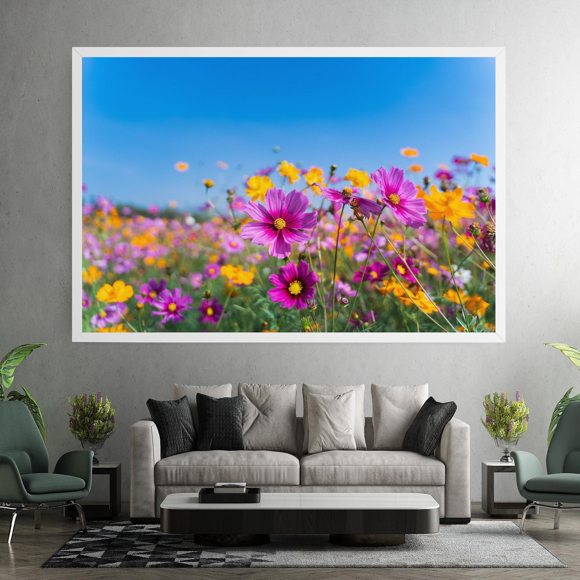 Leinwandbild Cosmos Flowers Grassland mockup 7