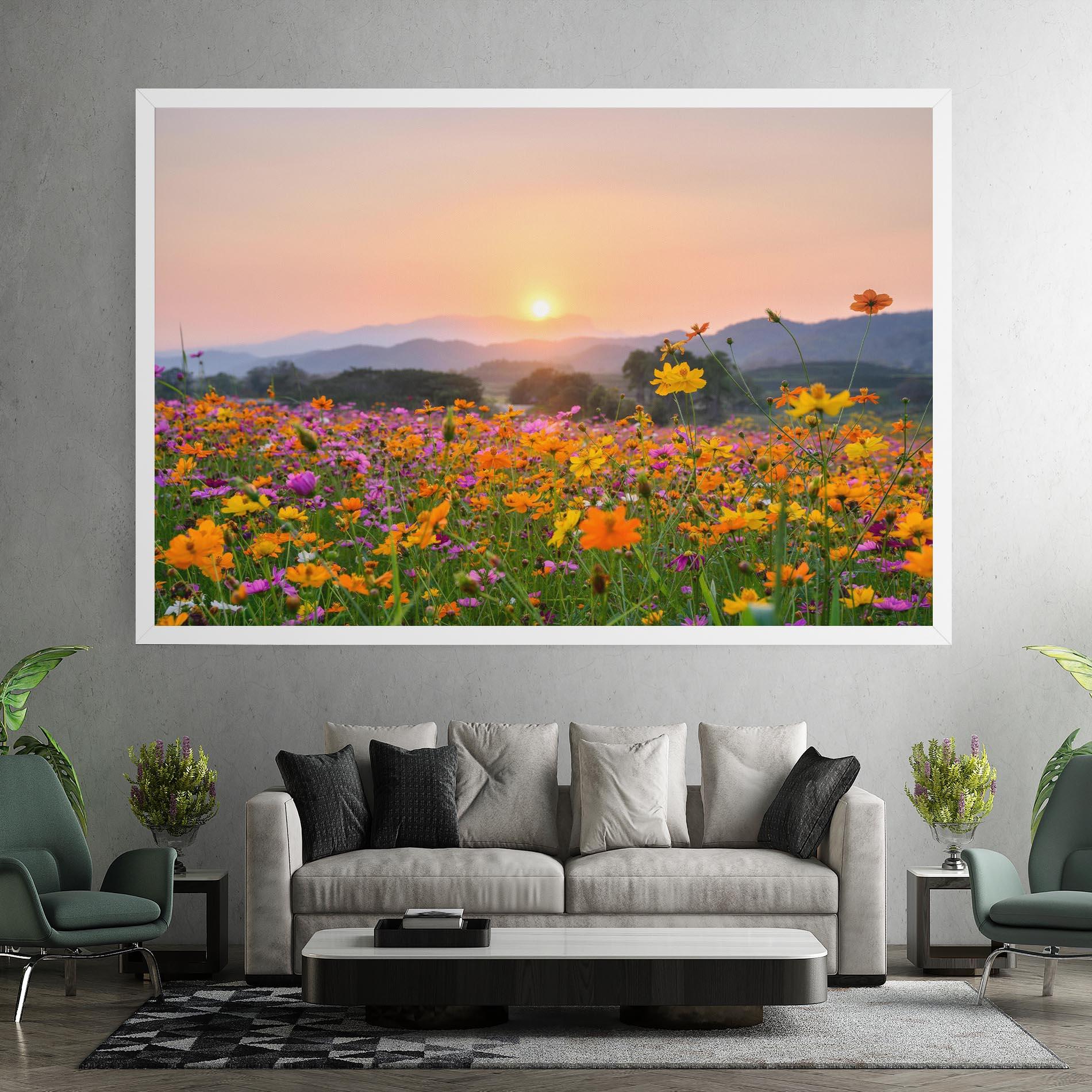 Leinwandbild Sunset Mountain Flowerf mockup 7