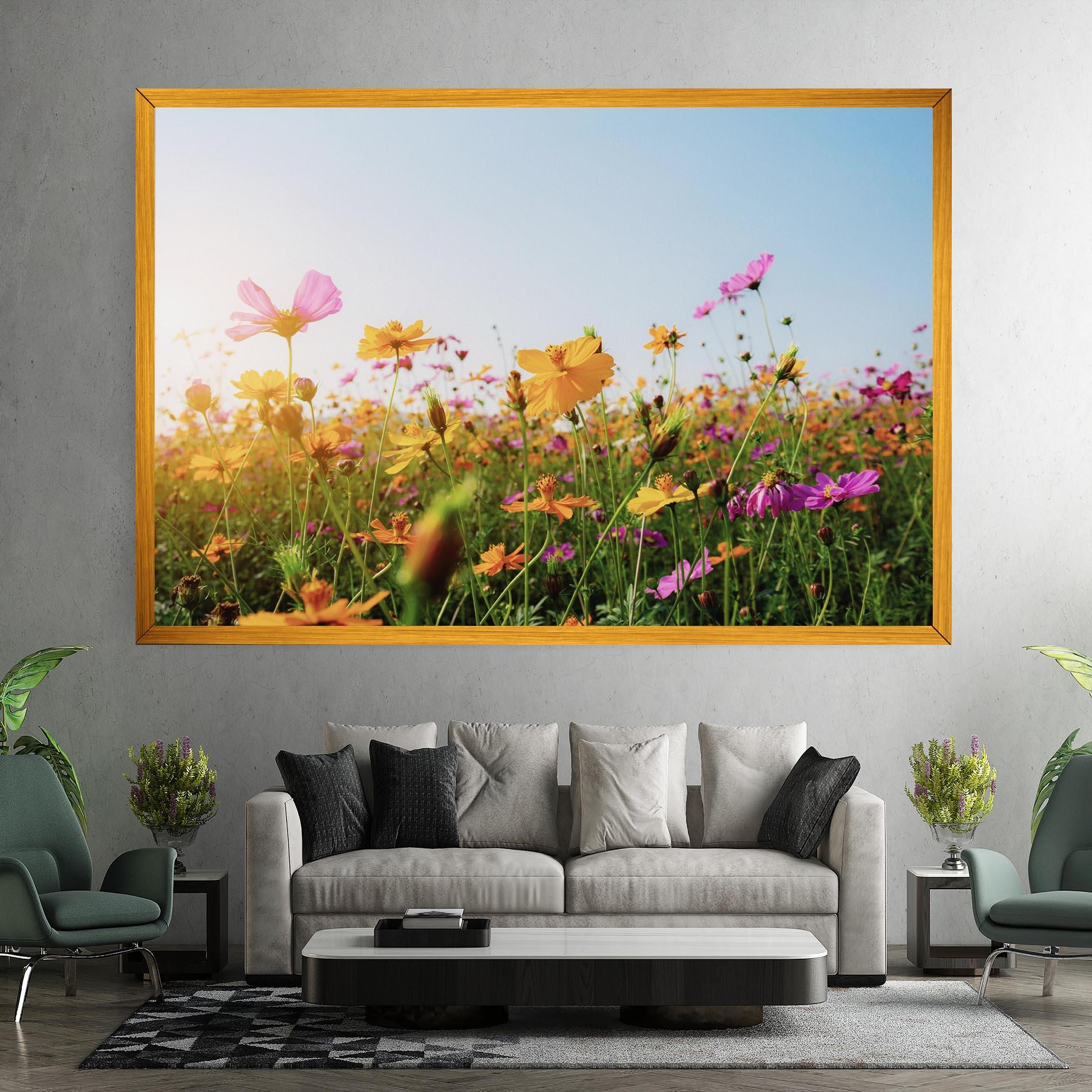 Leinwandbild Cosmos Field Sunset mockup 7