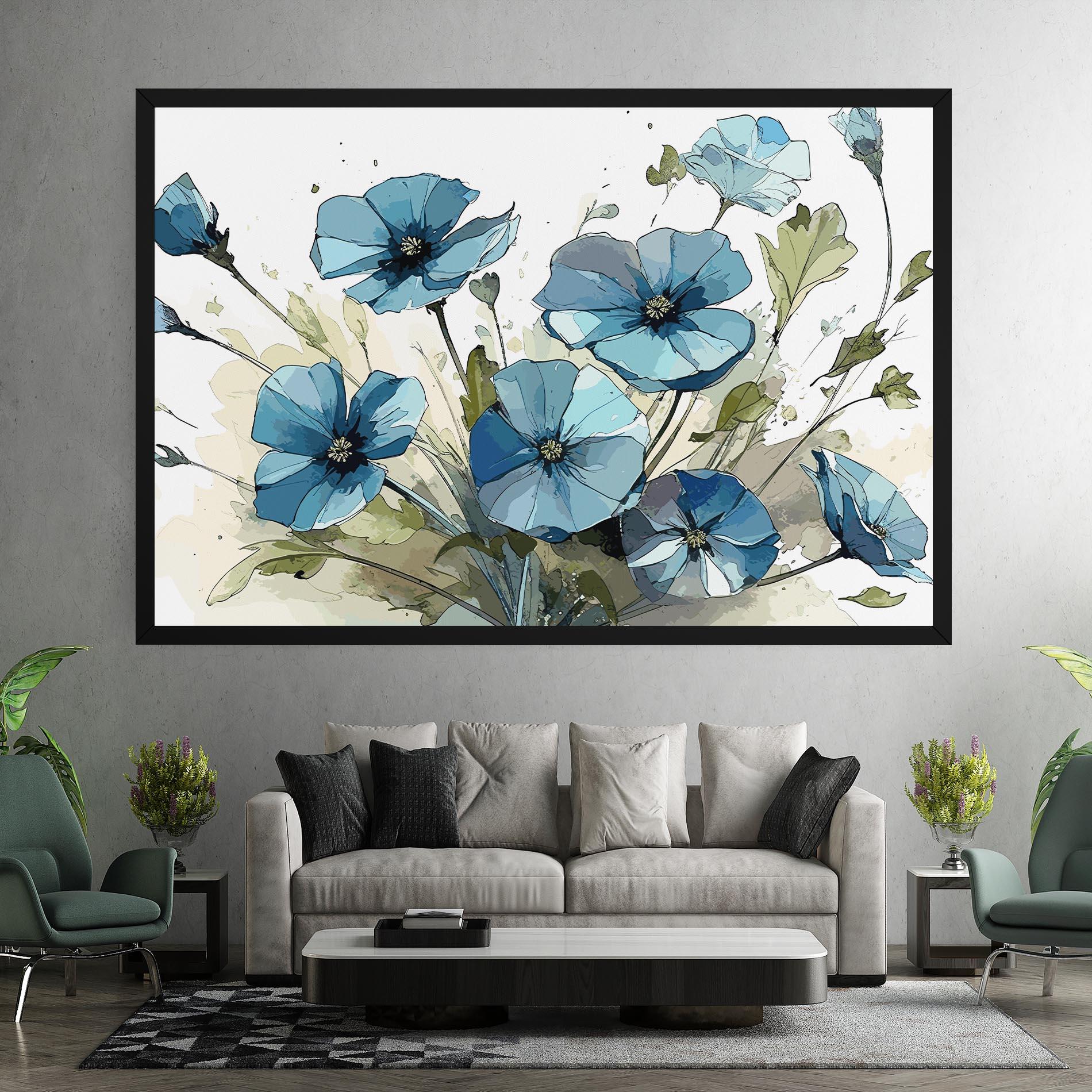 Leinwandbild Blue Wild Plant mockup 7